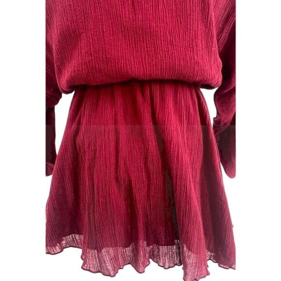 Free People VTG Free People Dark Cherry Lace Trim Crepe Top | Boho Dark Size S / US 4 / IT 40 - 5 Thumbnail