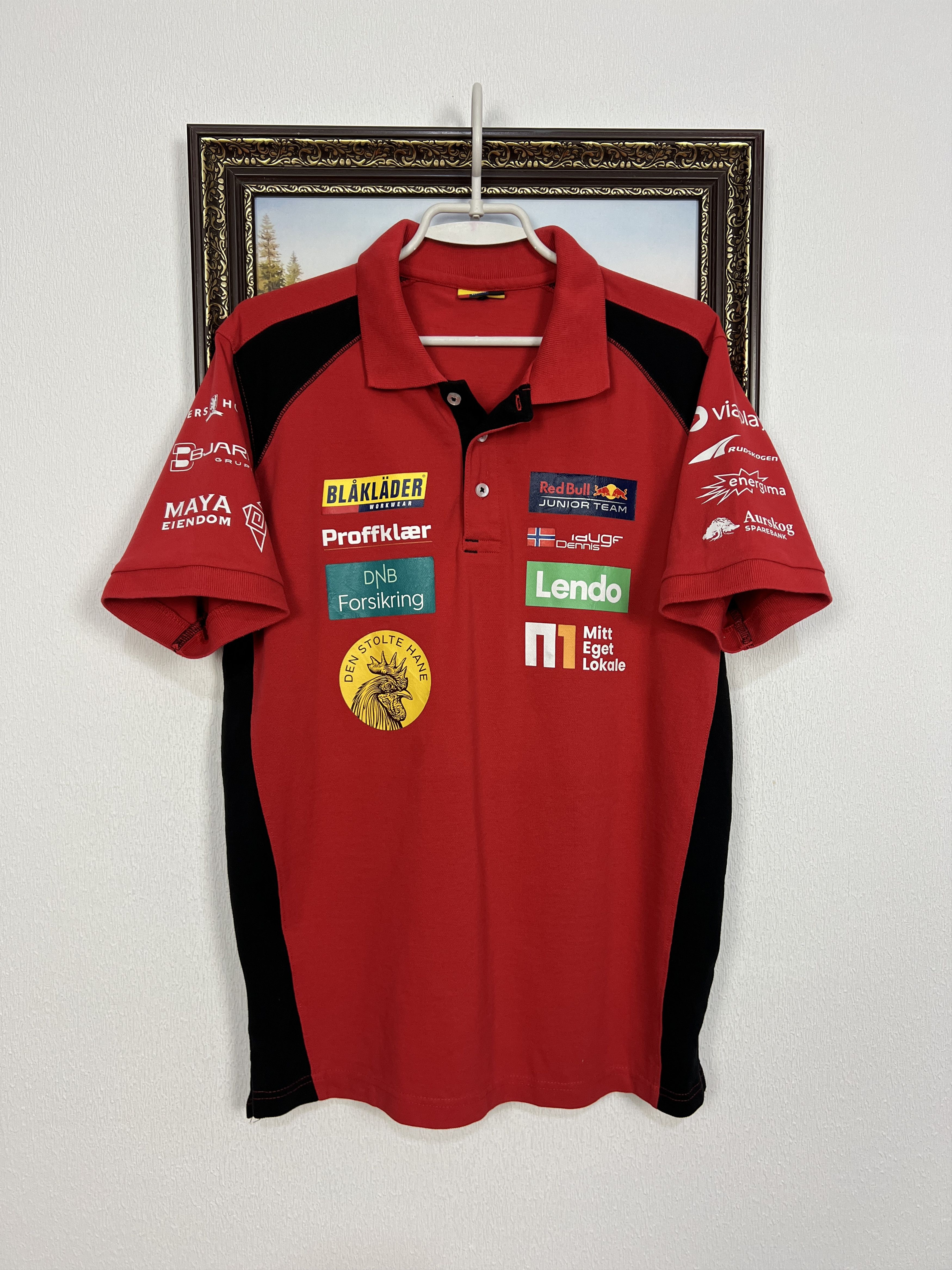 Vintage Norway Dennis Hauger Racing Formula Polo Shirt Jersey Trikot Size US L / EU 52-54 / 3 - 1 Thumbnail