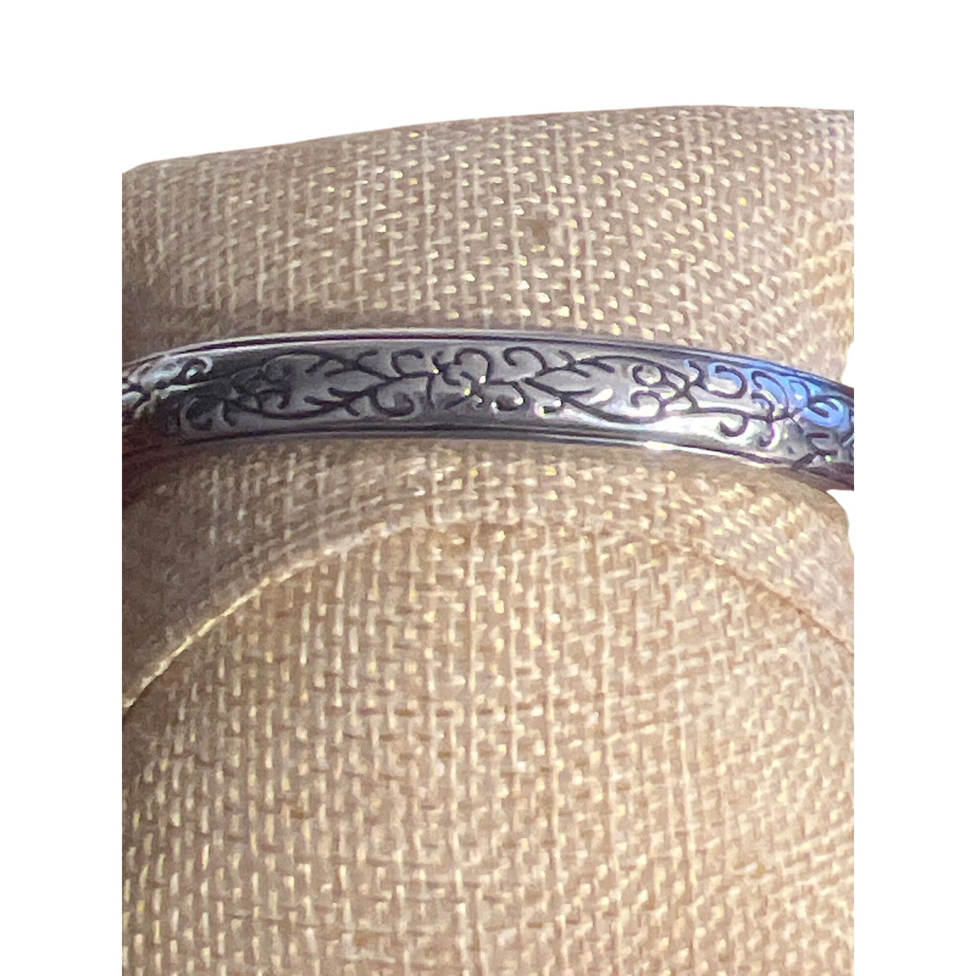 Other Vintage Silver Tone Clamper Bangle Bracelet Etched Scrollwor Size ONE SIZE - 3 Thumbnail