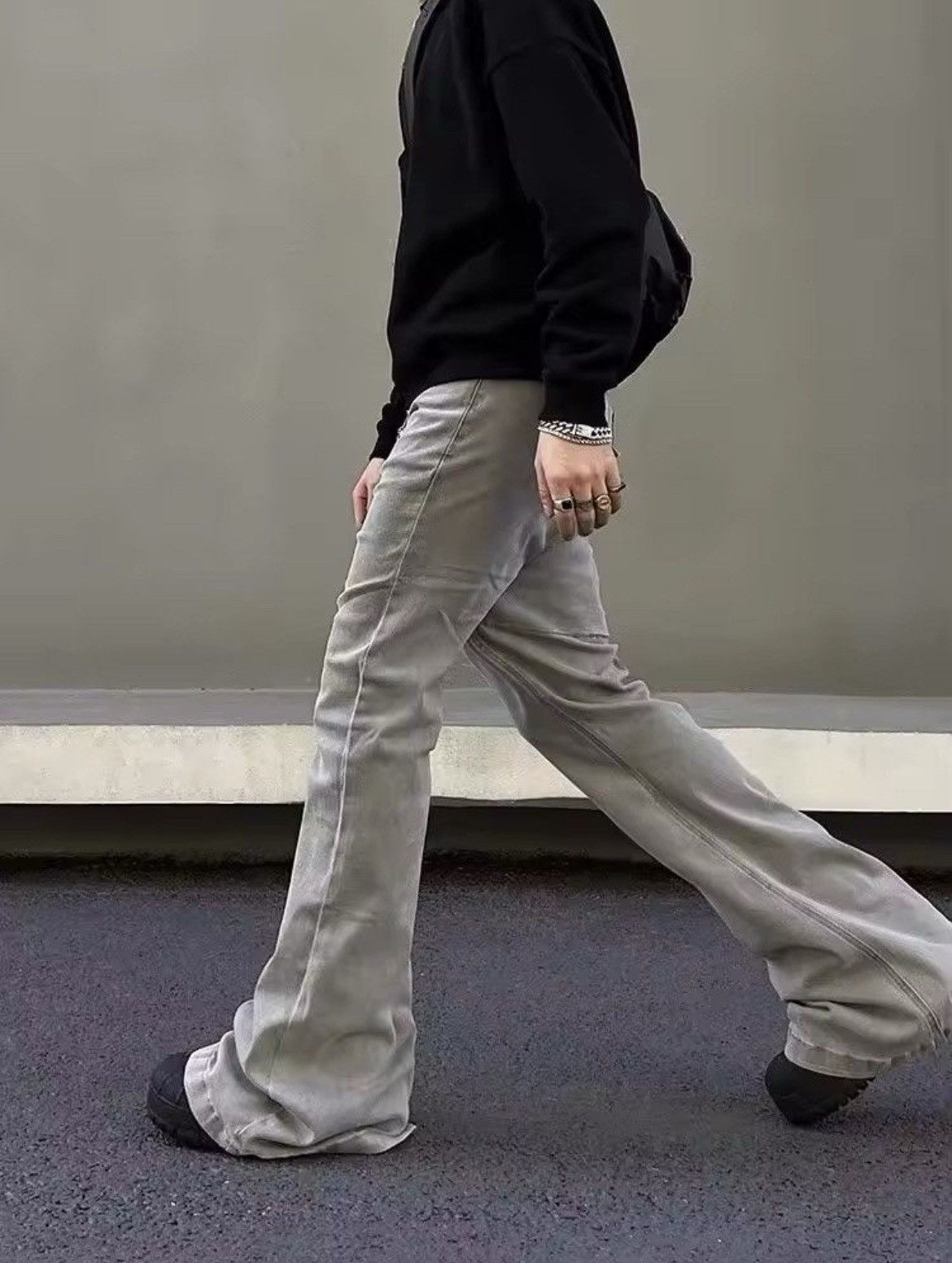 Denime × Japanese Brand Y2K Fashion Baggy Stacked Flare Jeans Pants Size US 31 - 4 Thumbnail