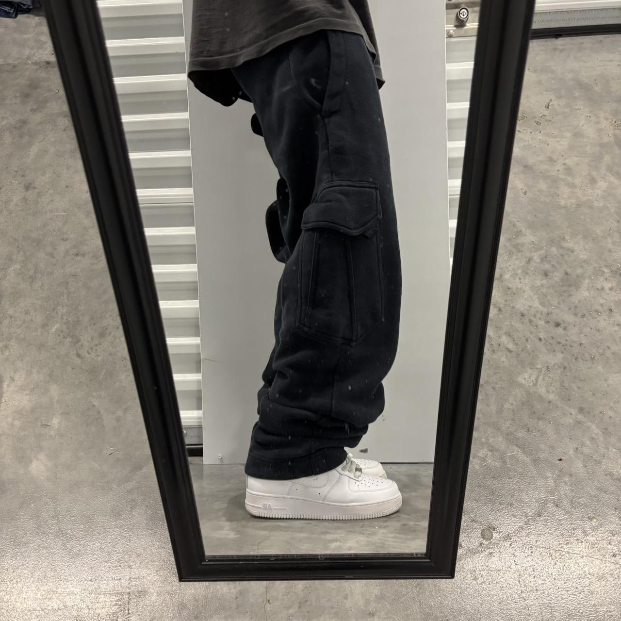 Japanese Brand × Vintage Crazy Vintage Y2K/2000s Black Streetwear Skater Essential Cargo Sweatpants! Size US 32 / EU 48 - 2 Thumbnail
