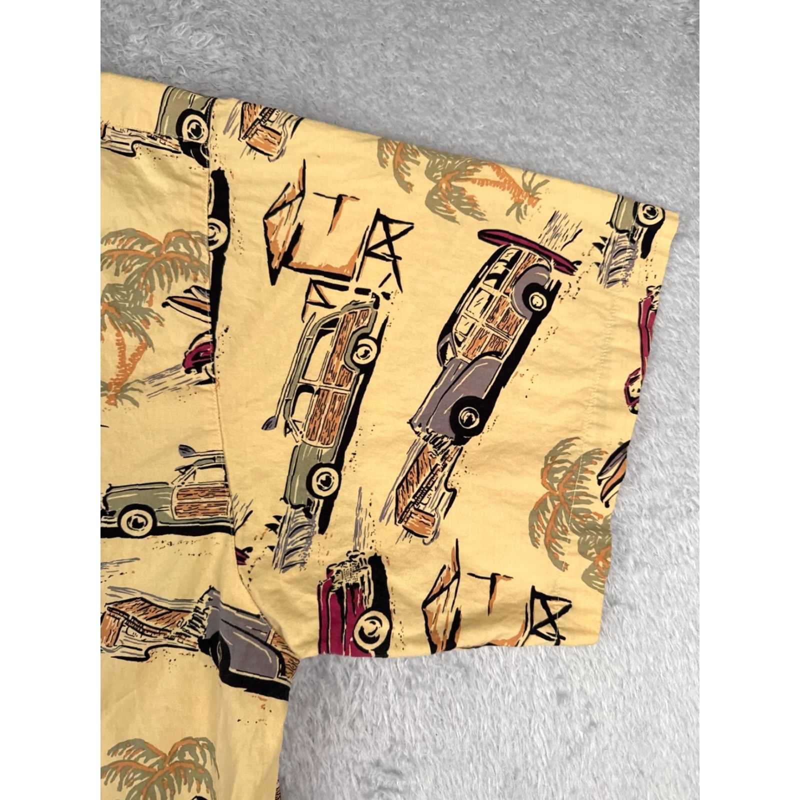 Vintage VINTAGE Beck Sport Shirt Men’s Hawaiian Yellow 2XL Cotton Cars Floral Short Sleeve Button-Up Size US XXL / EU 58 / 5 - 2 Thumbnail