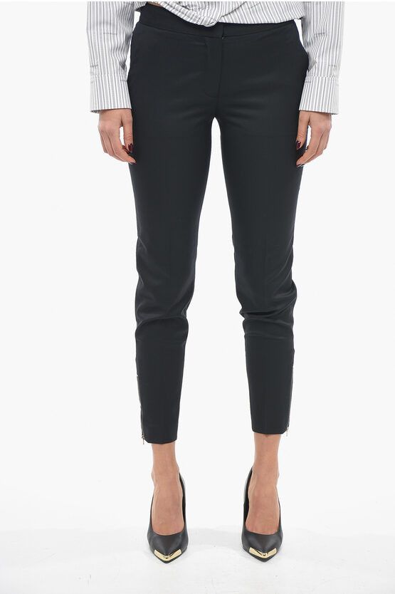 image of Stella Mccartney Zipped Ankle Wool Pants in Black, Women's (Size 27)
