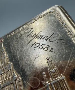 Vintage Vintage Soviet Aluminum Souvenir Case 1958 Engraved Gift Size ONE SIZE - 8 Thumbnail