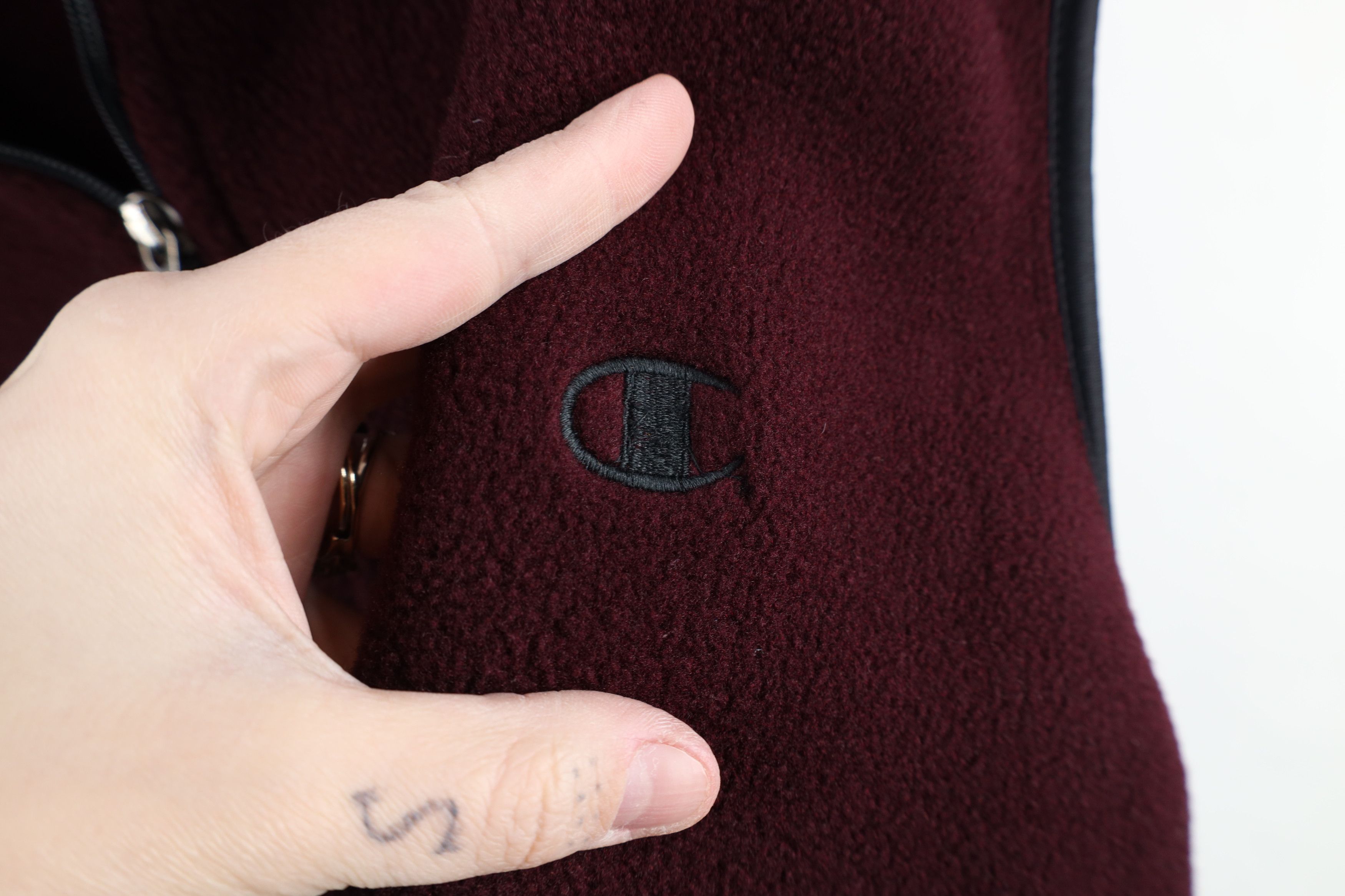 Champion × Vintage Vintage 90s Champion Logo Full Zip Fleece Vest Jacket Maroon Size US L / EU 52-54 / 3 - 4 Thumbnail