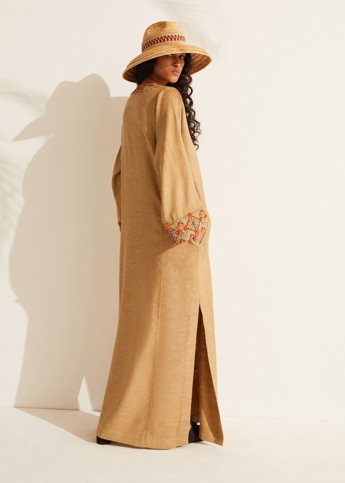 Loro Piana o1srvl11e0824 Yari Linen Silk Chevron Maxi Dress in Brown Size L / US 10 / IT 46 - 4 Thumbnail