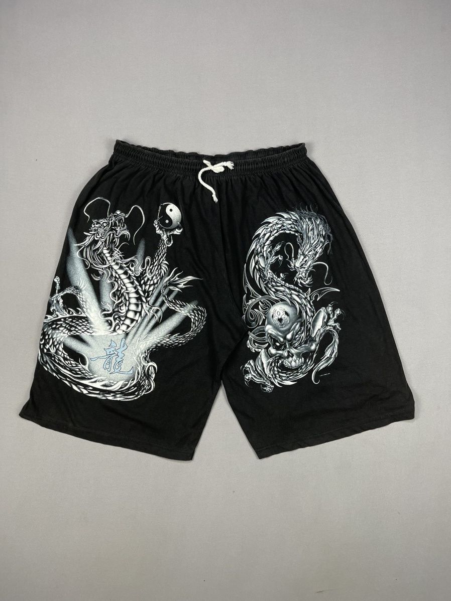 Vintage ROCK OF THE SHIRT BIG DRAGON PRINT SHORTS Size US 35 - 1 Thumbnail