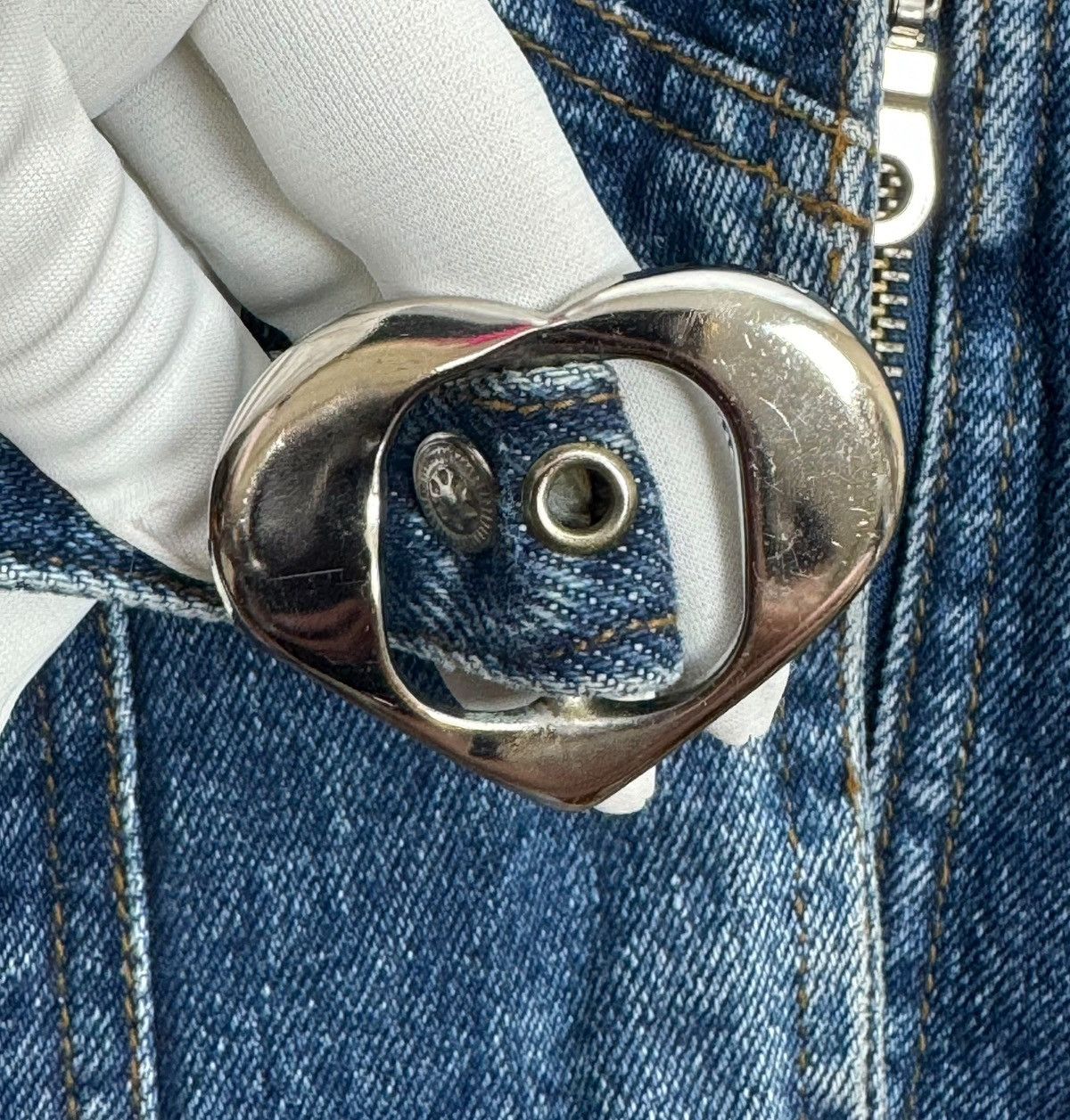 Versace Jeans Couture × Vintage Vintage Versace 1980s Denim Heart Biker Jacket size XS Size XS / US 0-2 / IT 36-38 - 18 Thumbnail