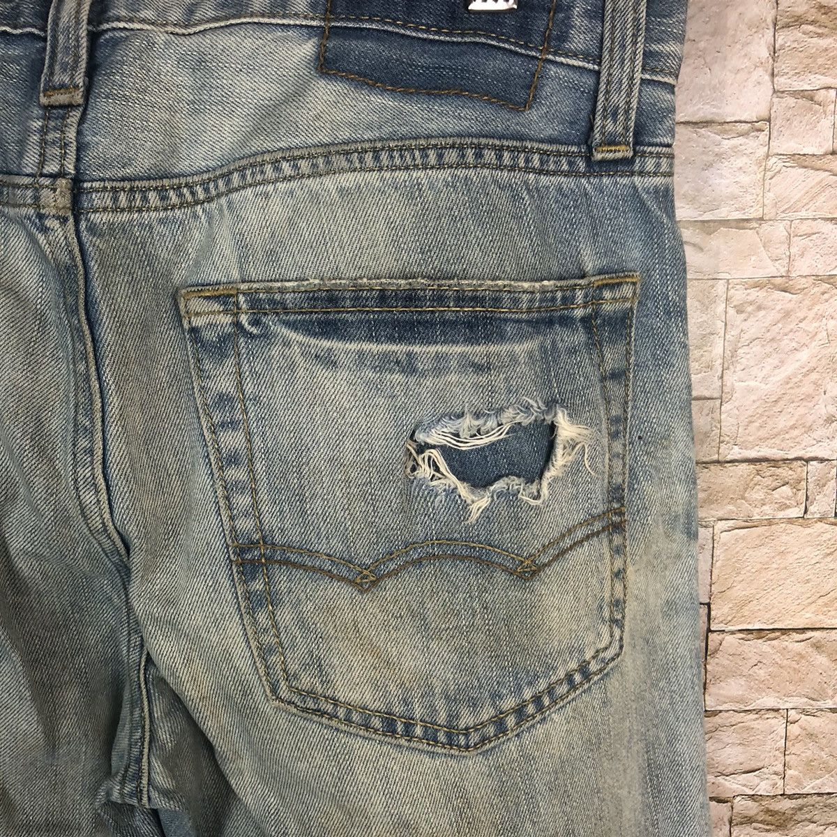 Japanese Brand American Eagle Outfitters Blue Distressed Denim Pants #A57 Size US 29 - 17 Thumbnail