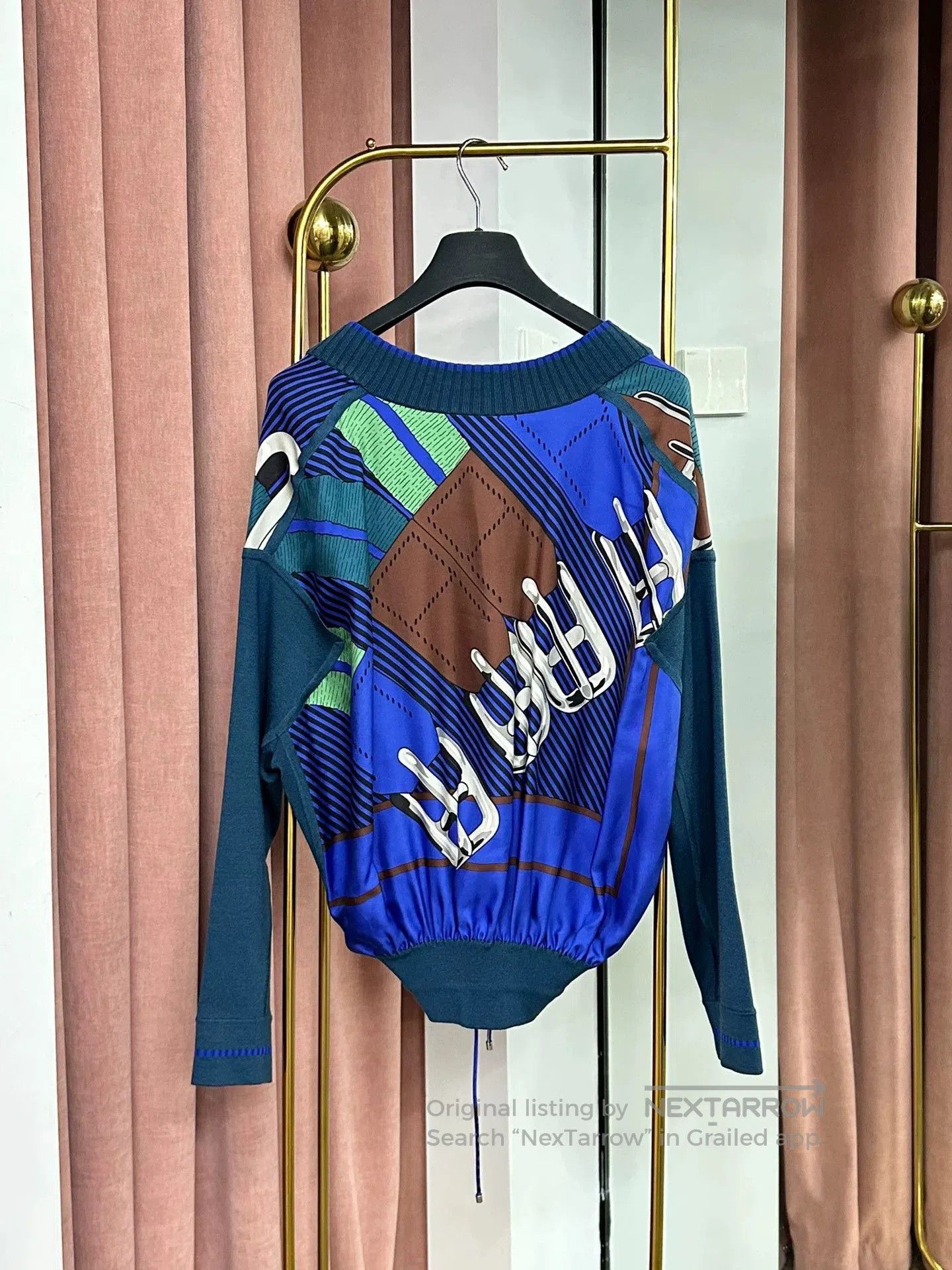 Hermes Hermes Blue V-Neck Silk Wool Sweater. Size US S / EU 44-46 / 1 - 4 Thumbnail