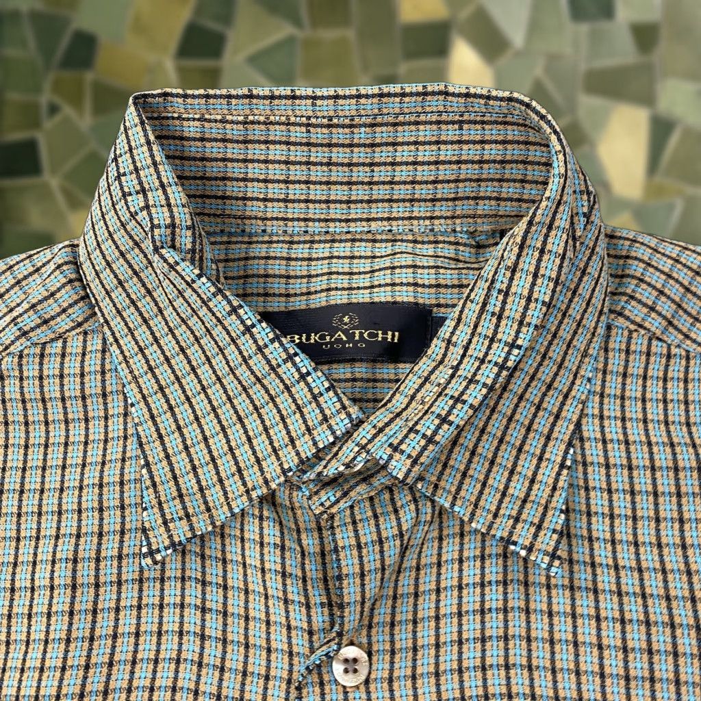BUGATCHI Bugatchi Uomo Shirt Mens Large Beige Check Plaid Long Sleeve Button-Down Size US L / EU 52-54 / 3 - 1 Thumbnail