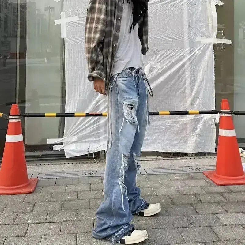 Japanese Brand Tassel Frayed Damaged Hole Baggy Jeans Size US 32 / EU 48 - 3 Thumbnail
