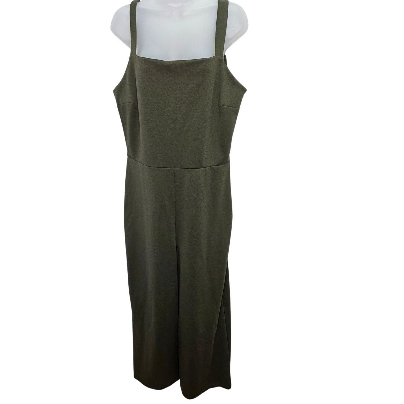 Gap GAP Olive Green Sleeveless Wide Leg Jumpsuit Square Neck Size L / US 10 / IT 46 - 1 Thumbnail