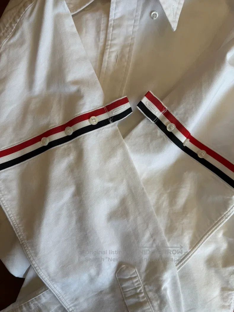 Thom Browne Thom Browne Striped Oxford Double Sleeve Label Classic Lon Size US XS / EU 42 / 0 - 7 Thumbnail