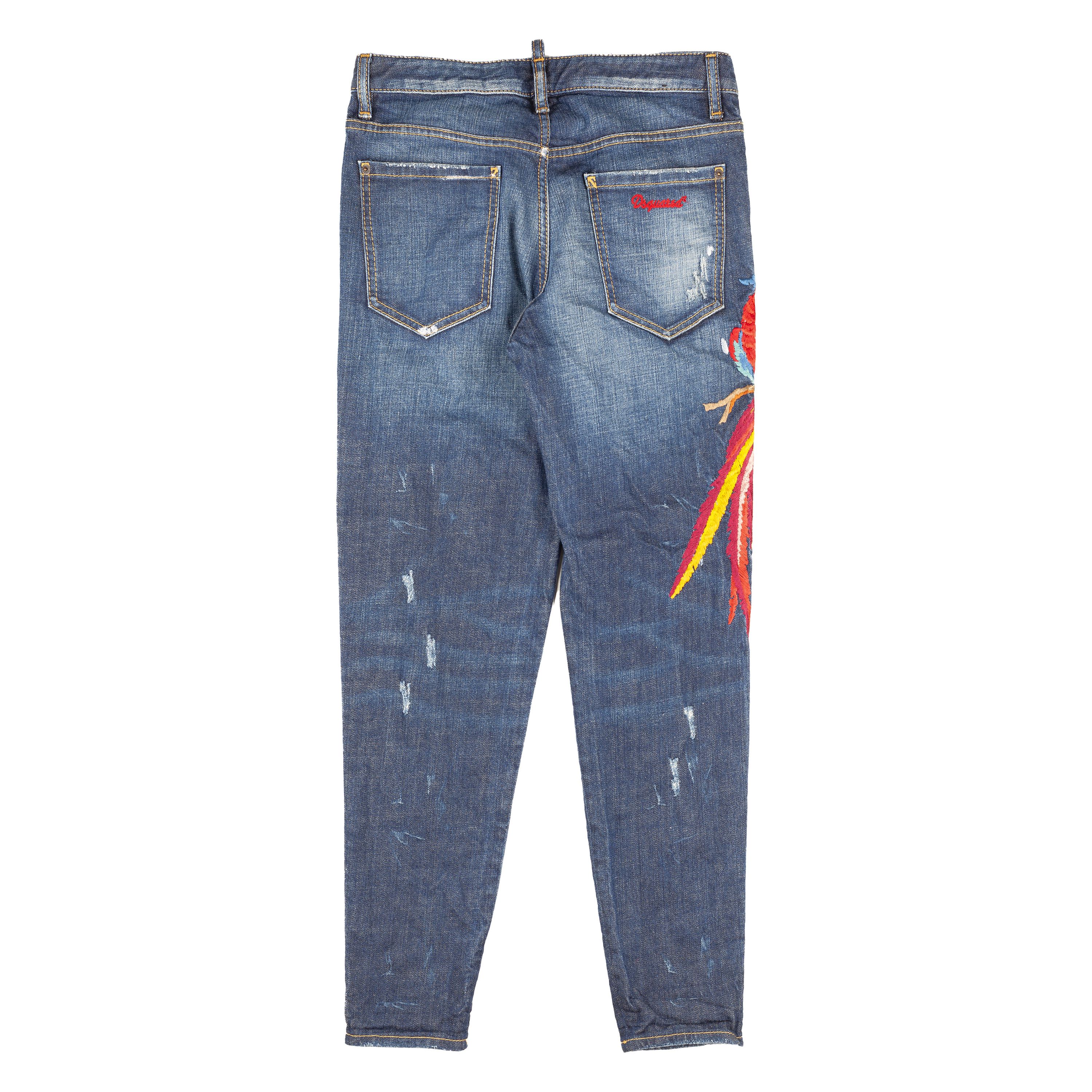 Dsquared2 DSQUARED2 Navy Blue Birds Embroidered Denim Hockney Jeans Size 27" / US 4 / IT 40 - 4 Thumbnail