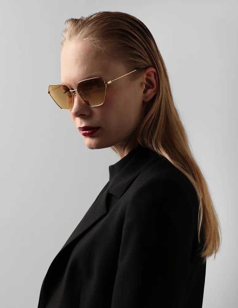 image of New Balenciaga Bb0194S 002 Gold Geometric Women Sunglasses
