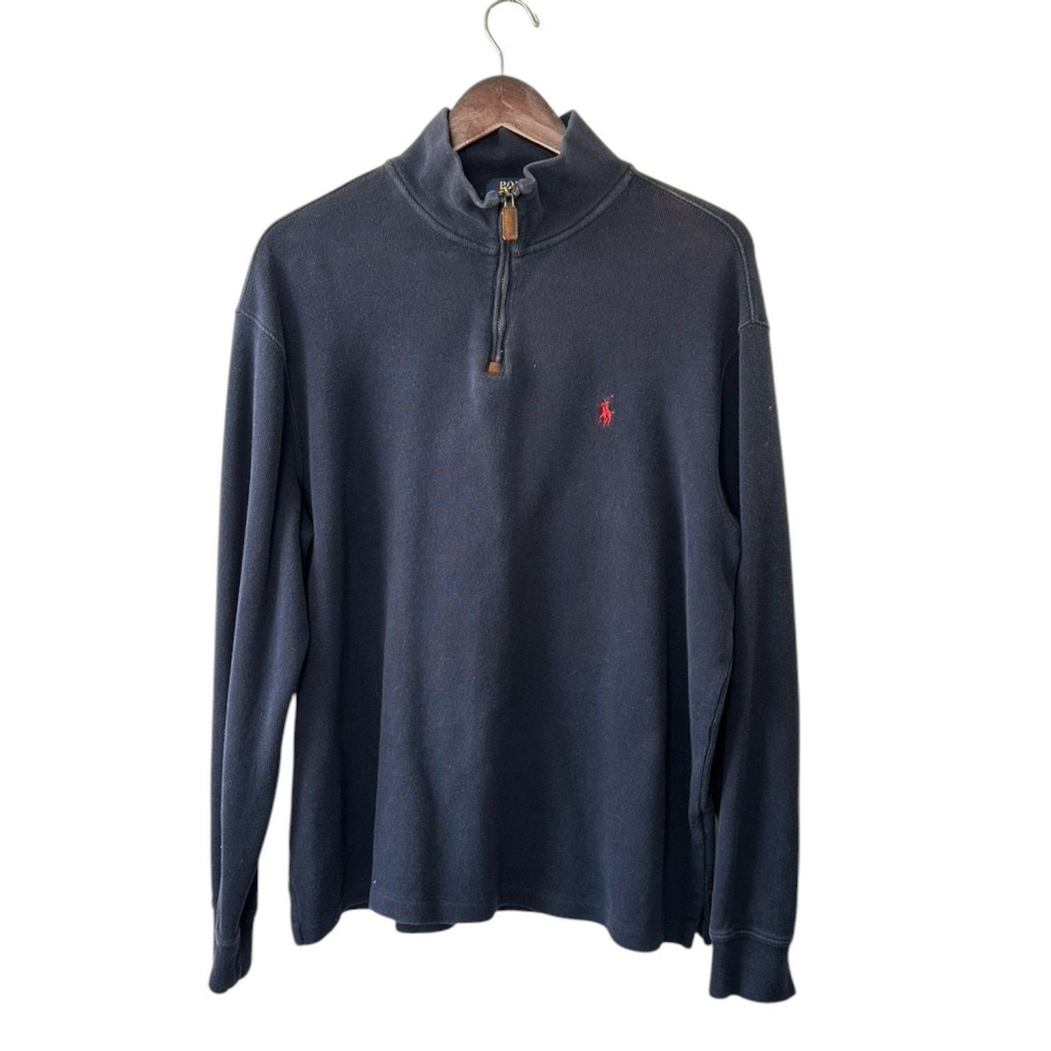 Ralph Lauren Polo Ralph Lauren Navy 1/4 Zip Cotton Knit Pullover Sweater Size US L / EU 52-54 / 3 - 1 Thumbnail