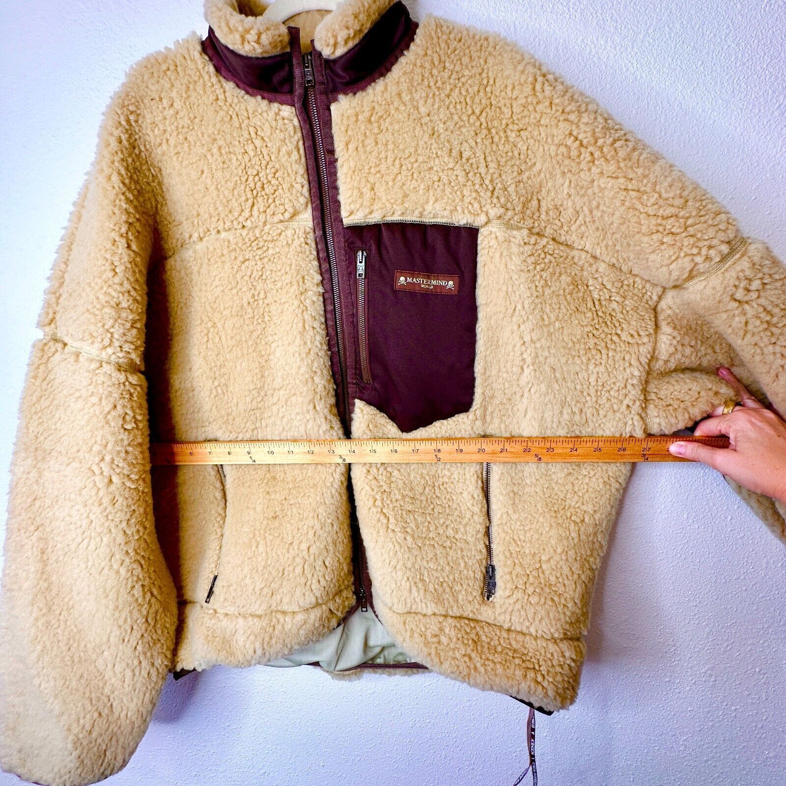 Mastermind World Mastermind World Tan Cashmere Sherpa Jacket Skull Crossbone Size M / US 6-8 / IT 42-44 - 22 Thumbnail