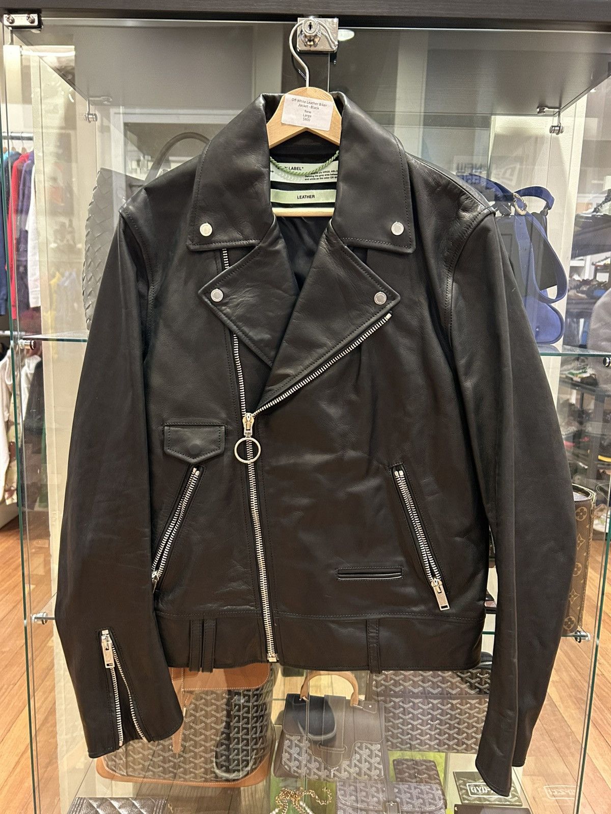 Off-White Off-White Leather Biker Jacket - Black Size US XL / EU 56 / 4 - 1 Thumbnail