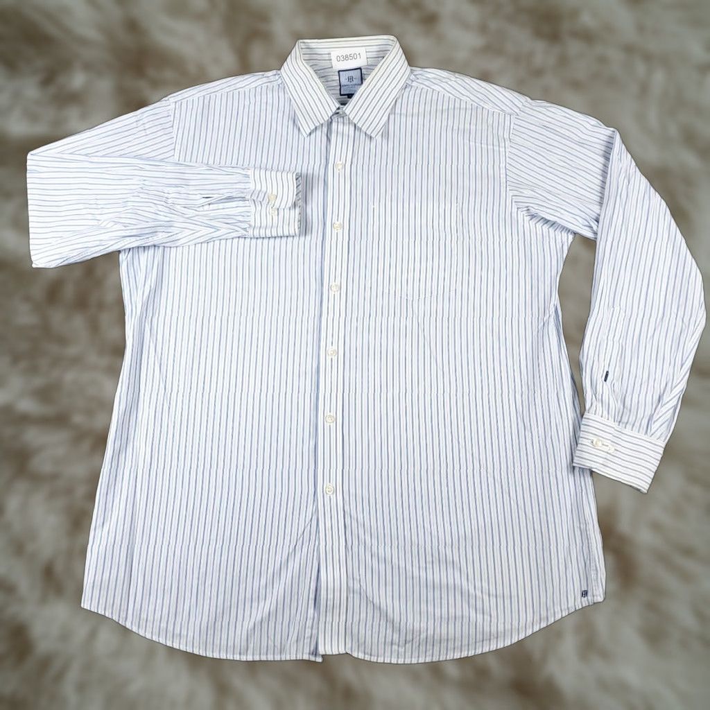 Tommy Hilfiger Tommy Hilfiger Button-Up Shirt Mens Large Blue Striped Long Sleeve Casual Classic Size US L / EU 52-54 / 3 - 1 Thumbnail