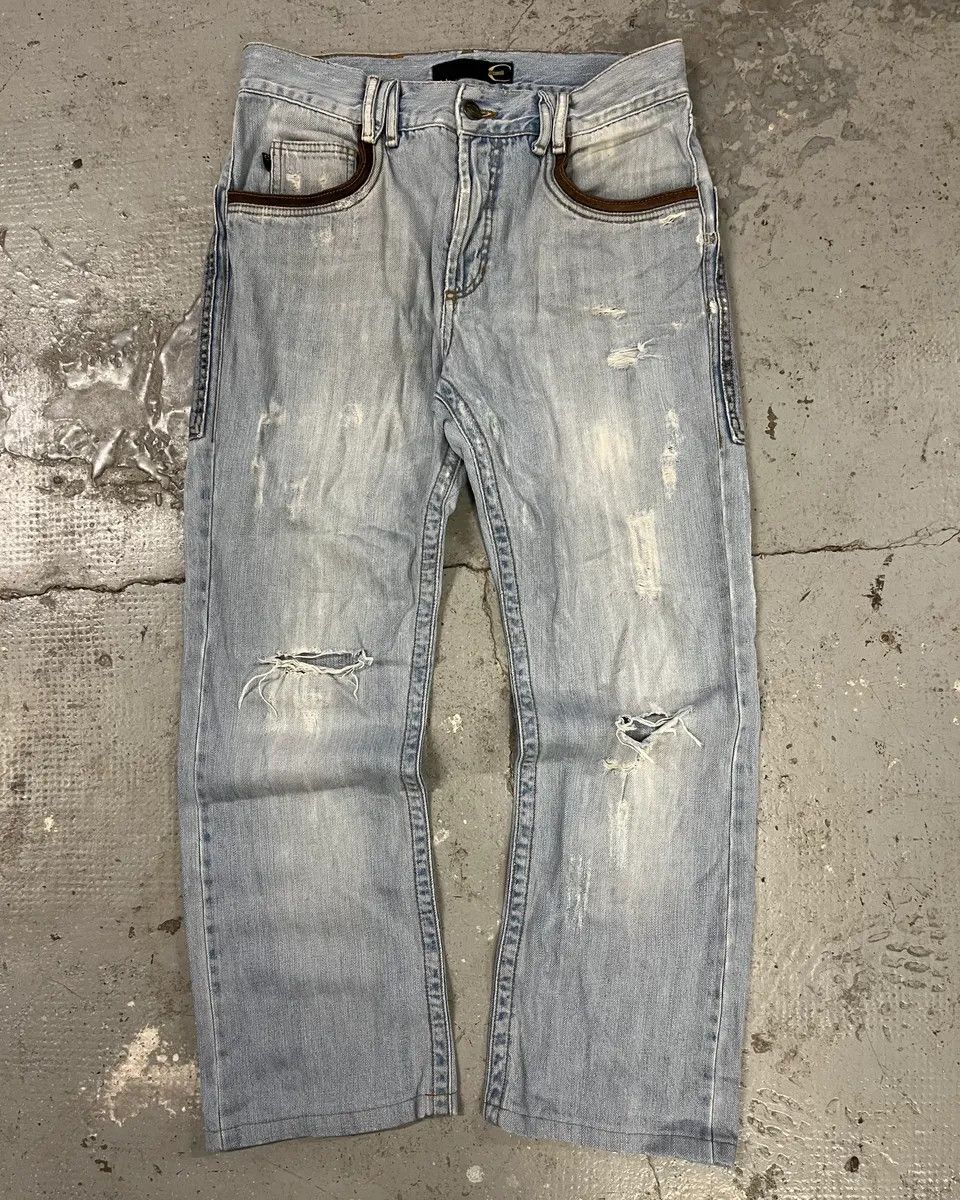 Roberto Cavalli × Vintage AW2005 Cavalli Blue Distressed Hybrid Jeans Size US 31 - 5 Thumbnail