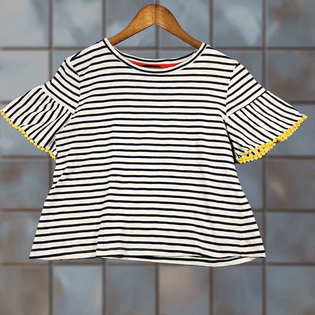Anthropologie W5 Womens Top Blouse Short Sleeve Stripe Nautical Lightweight Blue White M Womens Size M / US 6-8 / IT 42-44 - 1 Thumbnail