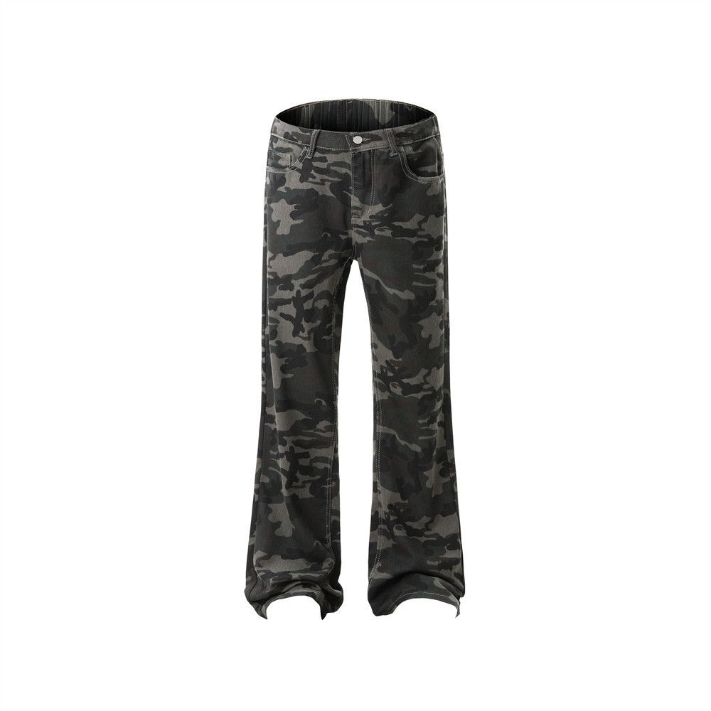 American retro casual loose men's camouflage jeans