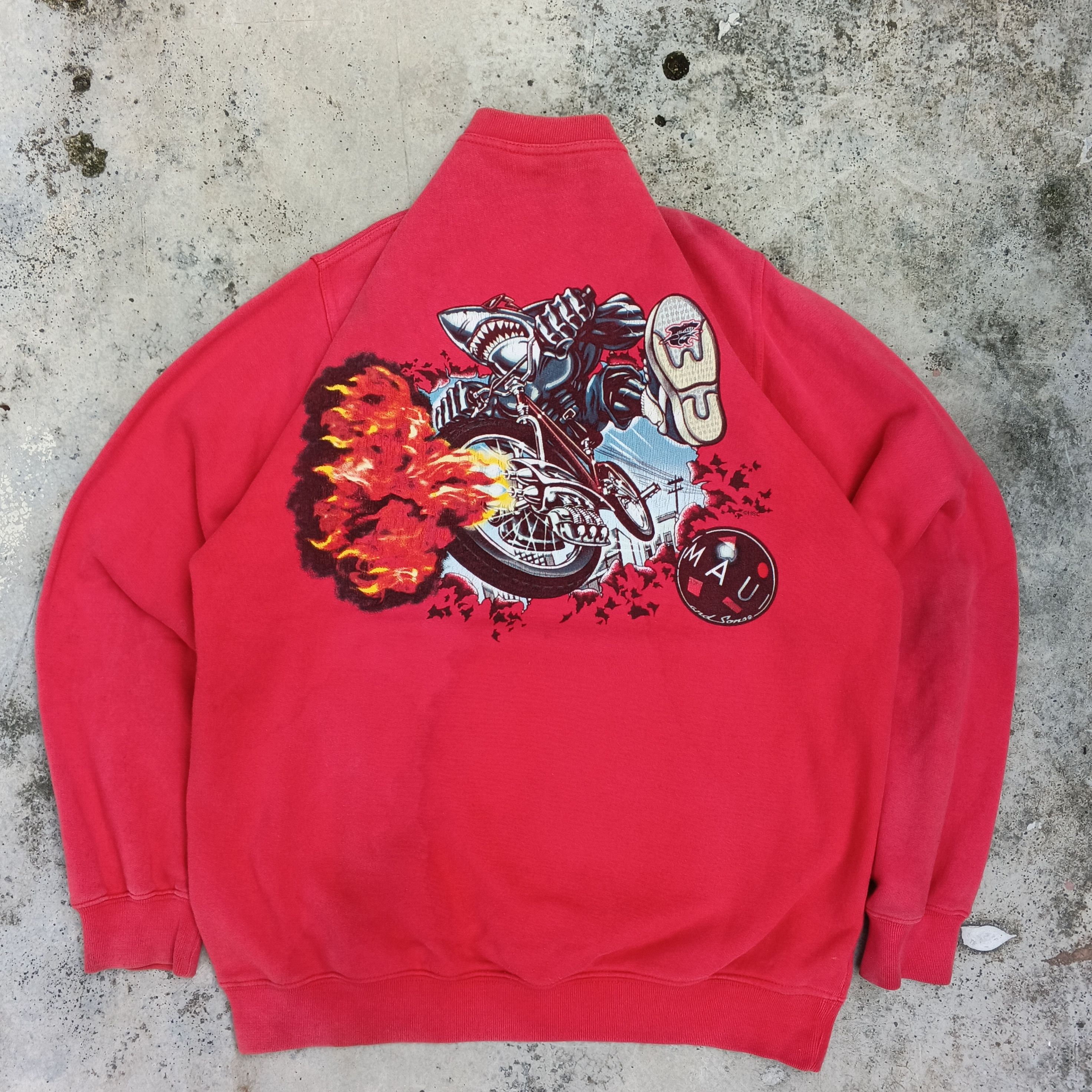 Vintage Vintage 90s Maui And Sons Flame Bikers "Sharkman" BMX Size US M / EU 48-50 / 2 - 1 Thumbnail
