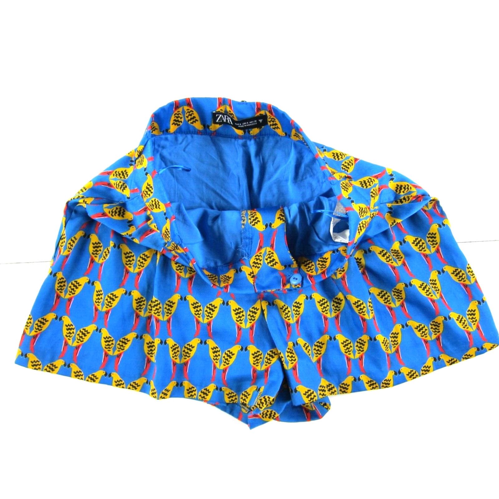 Zara ZARA Blue Yellow Red Black Parrot Bird High Rise Waist Pocket Chino Shorts Small Women Size 28" / US 6 / IT 42 - 5 Thumbnail