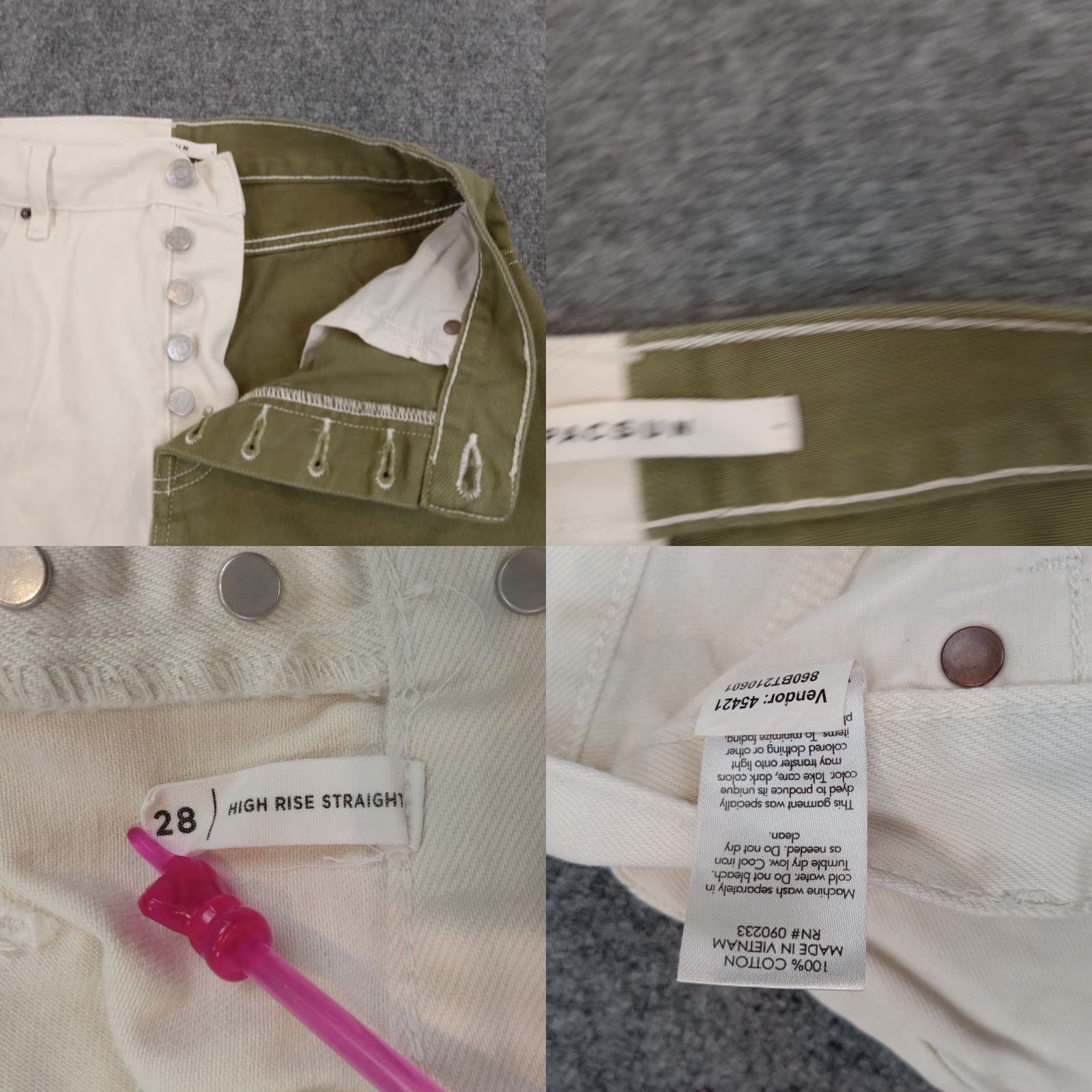 Pacsun Pacsun Women's 28 White Green High Rise Straight 2-Tone Button Fly Jeans Size 28" / US 6 / IT 42 - 8 Thumbnail