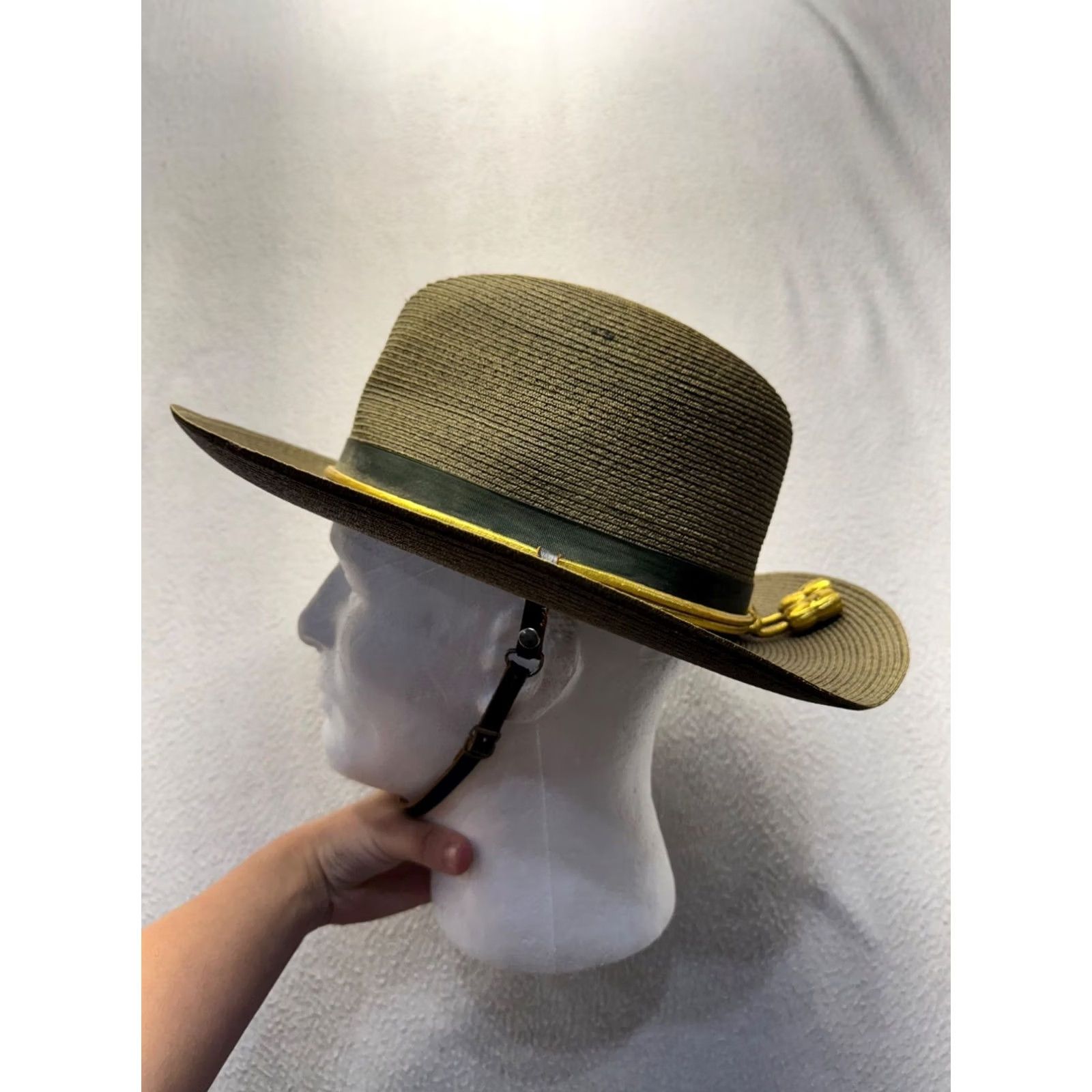 Stetson Stetson Campaign Hat Straw Olive Green With Chin Strap & Gold Acorn Cord 22 Women Mens Size ONE SIZE - 3 Thumbnail