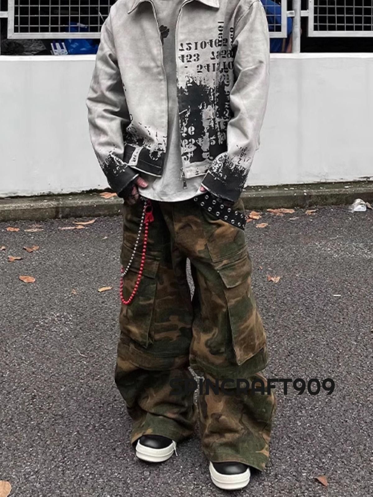 Vintage Baggy Cargo Camo Wide Leg Flare Pants Size US 34 / EU 50 - 2 Thumbnail