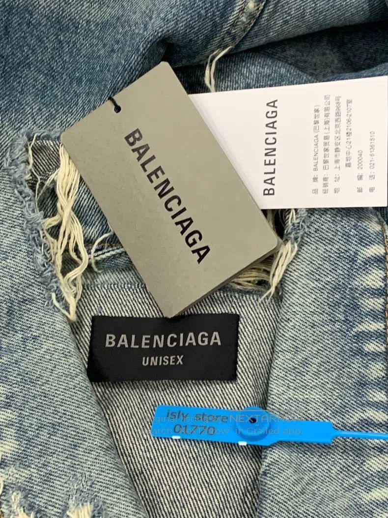 Balenciaga Balenciaga Washed Faded Ripped Denim Jacket Loose Fit Men' Size US M / EU 48-50 / 2 - 4 Thumbnail