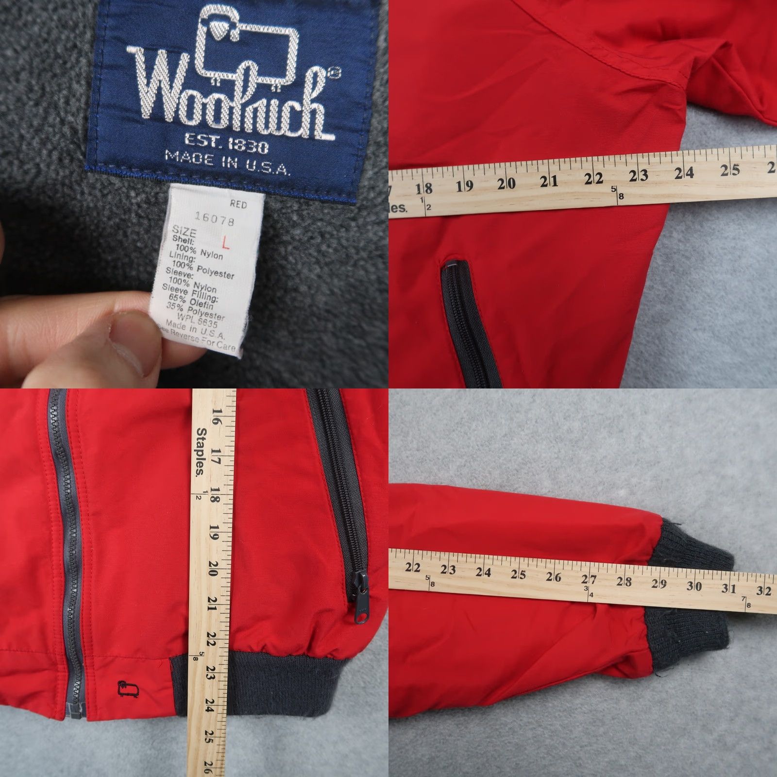 Vintage VINTAGE Woolrich Jacket Windbreaker Mens L Red Woolrich Windbreaker 90s USA Insulated Lined Zip Full Zip Pockets Logo Size US L / EU 52-54 / 3 - 8 Thumbnail