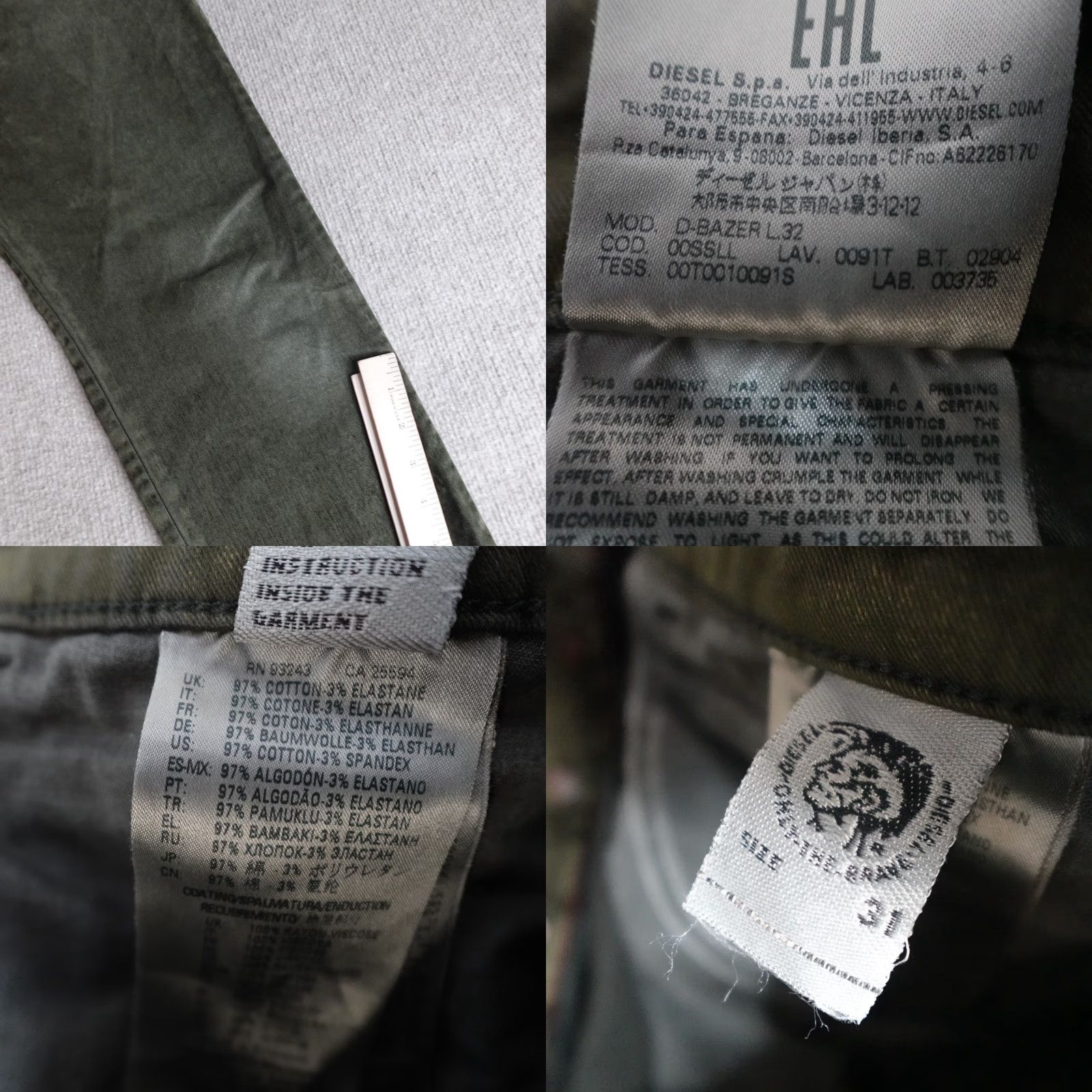 Diesel Diesel Jeans 30 Regular Green D-Bazer Slim Tapered Denim 31/32 Inseam Belt Loops Mens Size US 30 / EU 46 - 8 Thumbnail
