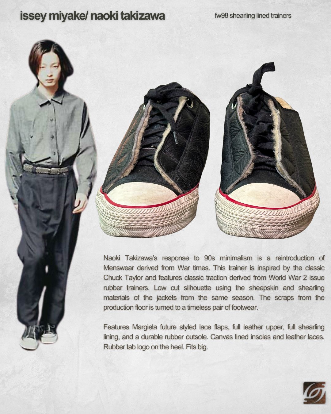 Issey Miyake FW98 Shearling Lined Leather Trainers Size US 7.5 / EU 40-41 - 2 Thumbnail