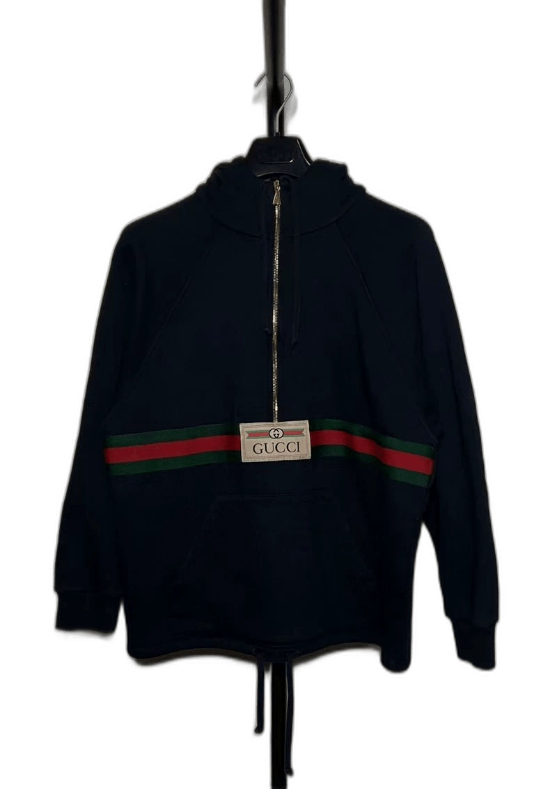 Gucci Gucci Dark Blue Half-Zip Logo Jacket Size US XS / EU 42 / 0 - 1 Thumbnail