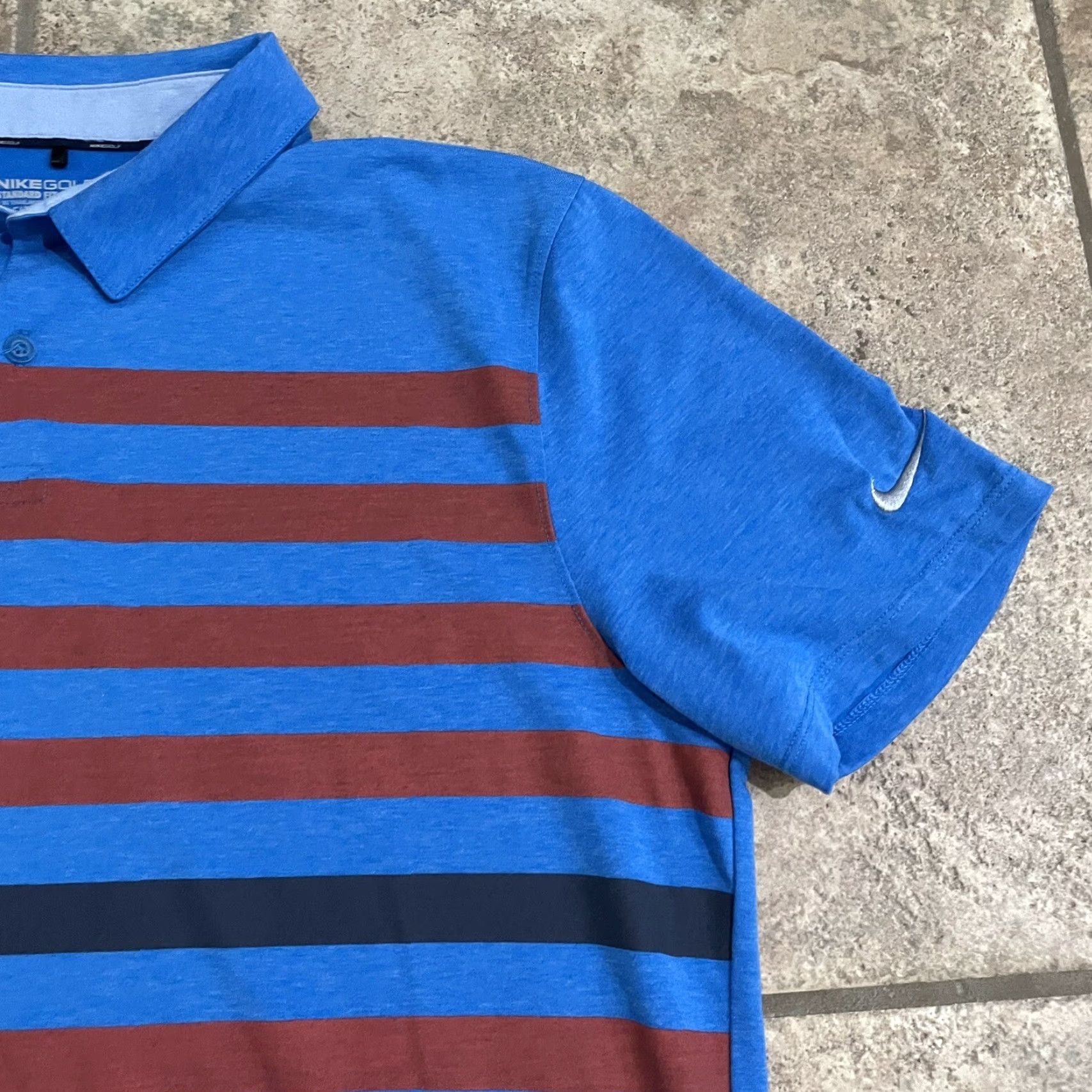 Nike NikeGolf Polo Shirt Mens L Blue Striped Dri-Fit Shirt Size US L / EU 52-54 / 3 - 2 Thumbnail