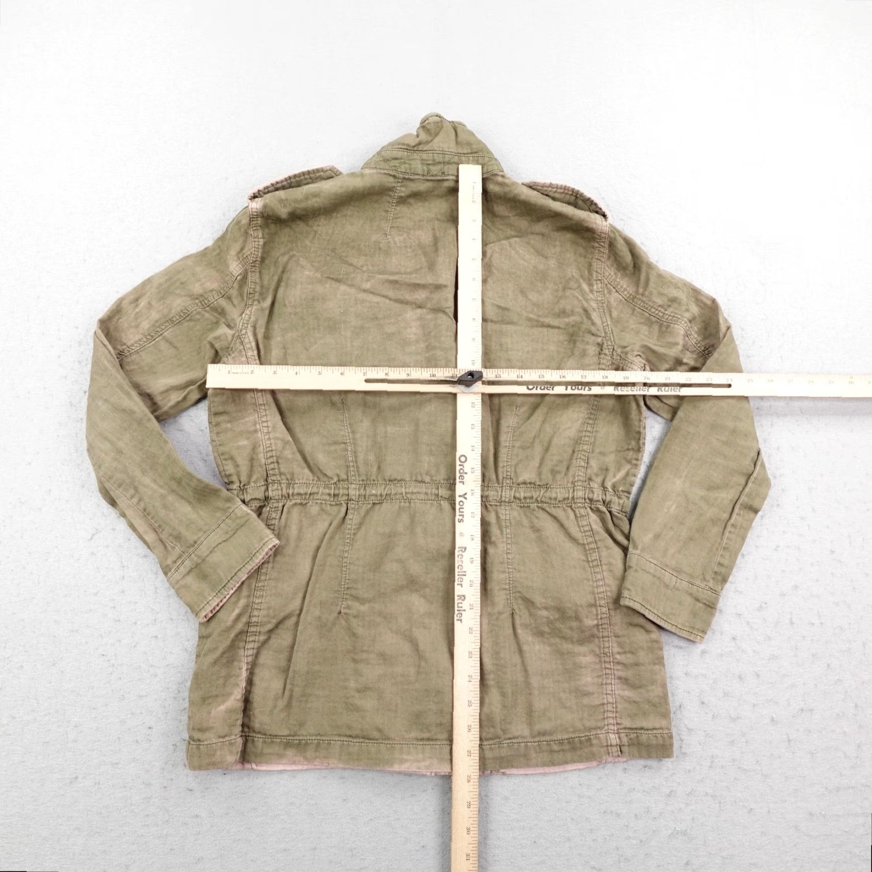 Free People Free People Jacket Womens Small Moss Green Pink Double Cloth Military Coat Size S / US 4 / IT 40 - 7 Thumbnail