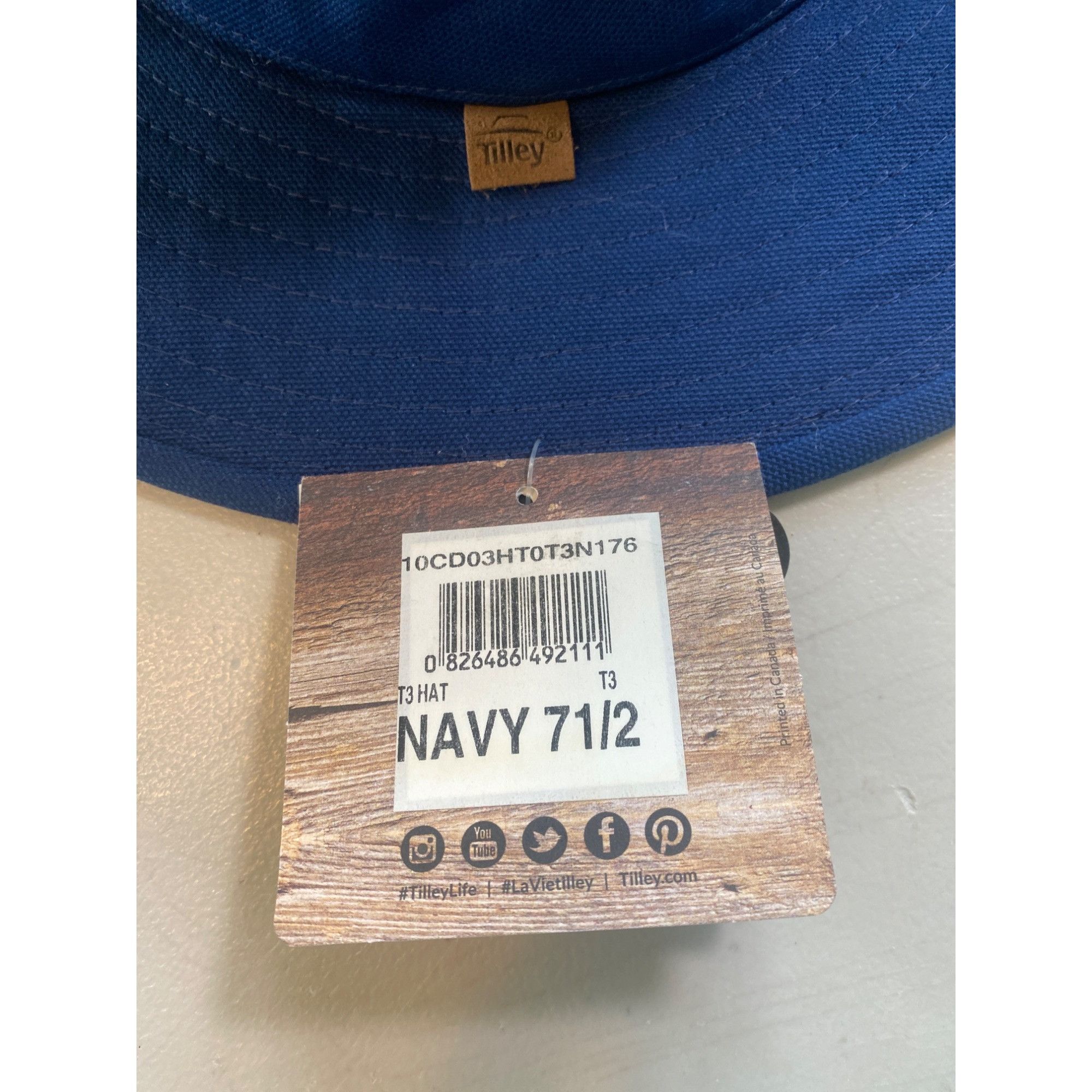 Tilley NWT Tilley T3 Cotton Duck Hat, Snap up Navy 71/2 60cm Large Size ONE SIZE - 8 Thumbnail