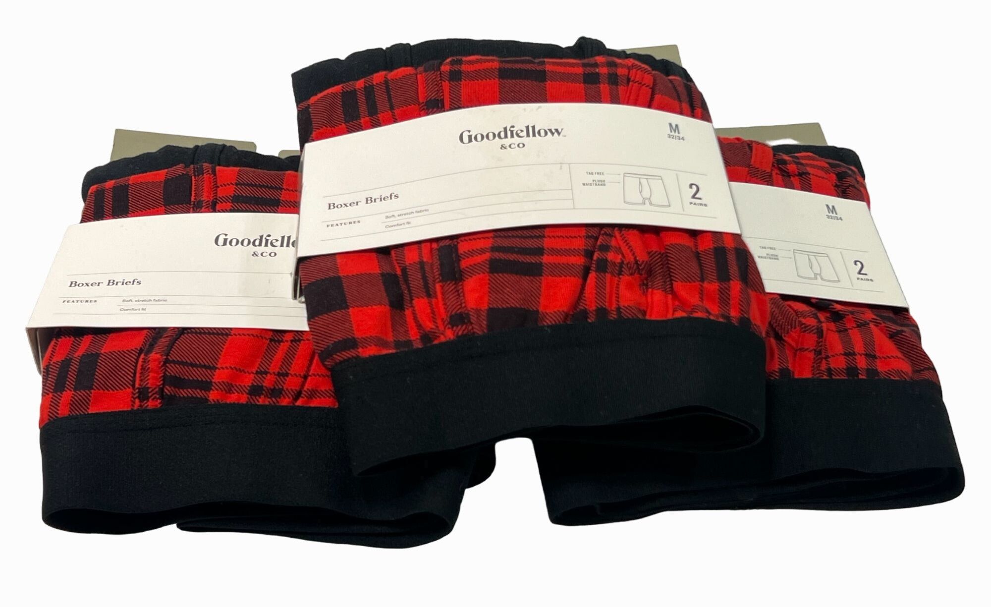 Other Goodfellow & Co- Men's Plaid Boxer Briefs- 3 Pack (6 Units)- Size ONE SIZE - 7 Thumbnail