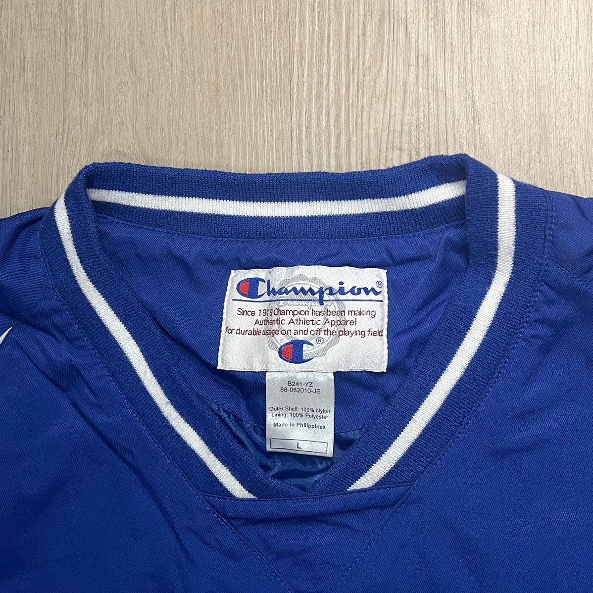 Champion WORN Champion Pullover Windbreaker Sweater Blue / White Size US L / EU 52-54 / 3 - 2 Thumbnail