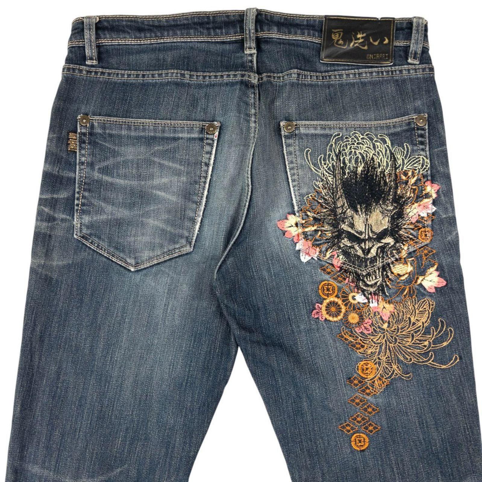 Other Vintage Oniarai Embroidered Demon Japanese Denim Size W32 Size US 32 / EU 48 - 4 Thumbnail