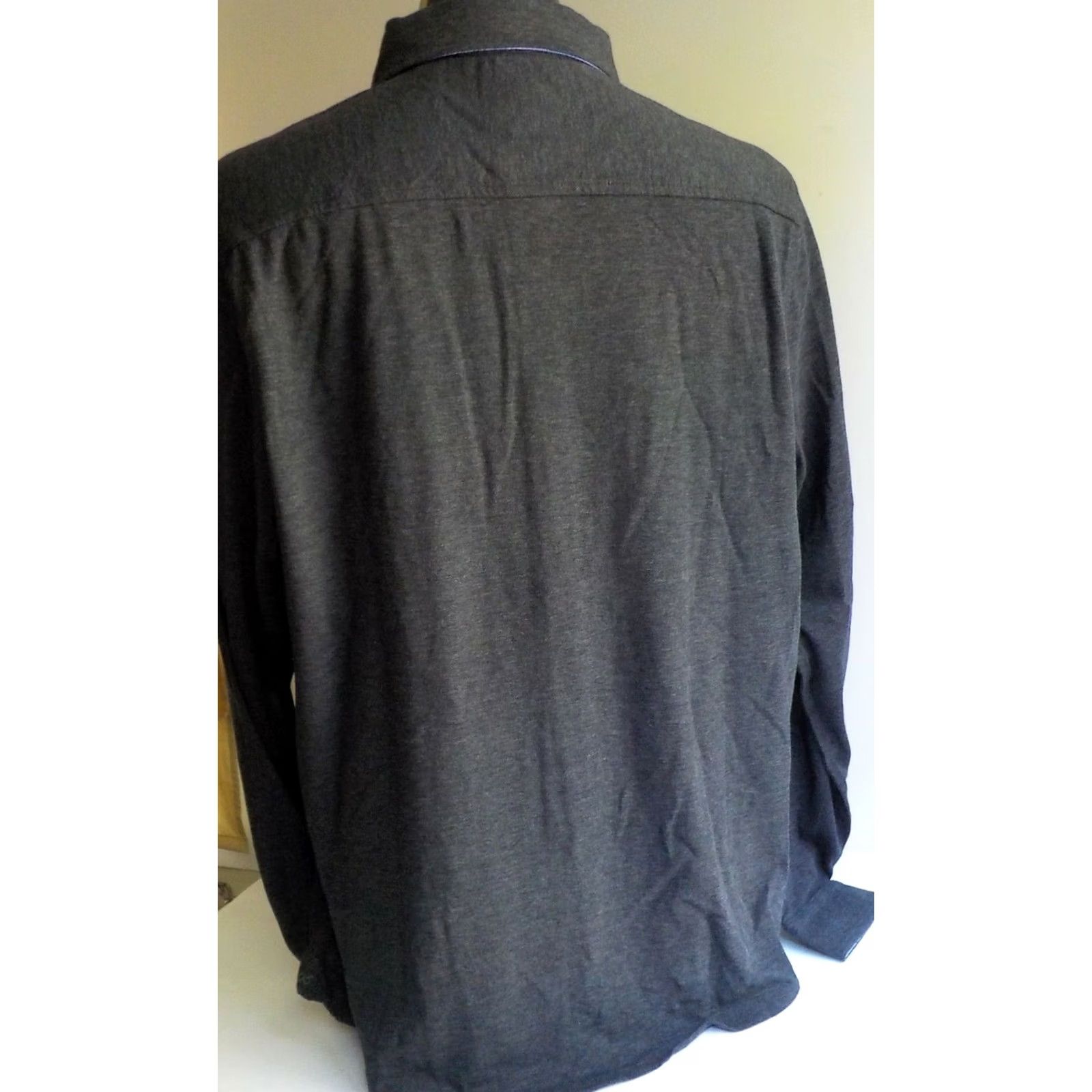 Jos. A. Bank Jos. A Bank Gray Cotton Knit Button-Down Shirt XL NWT Denim Trim Casual Mens Shirt Size US XL / EU 56 / 4 - 3 Thumbnail