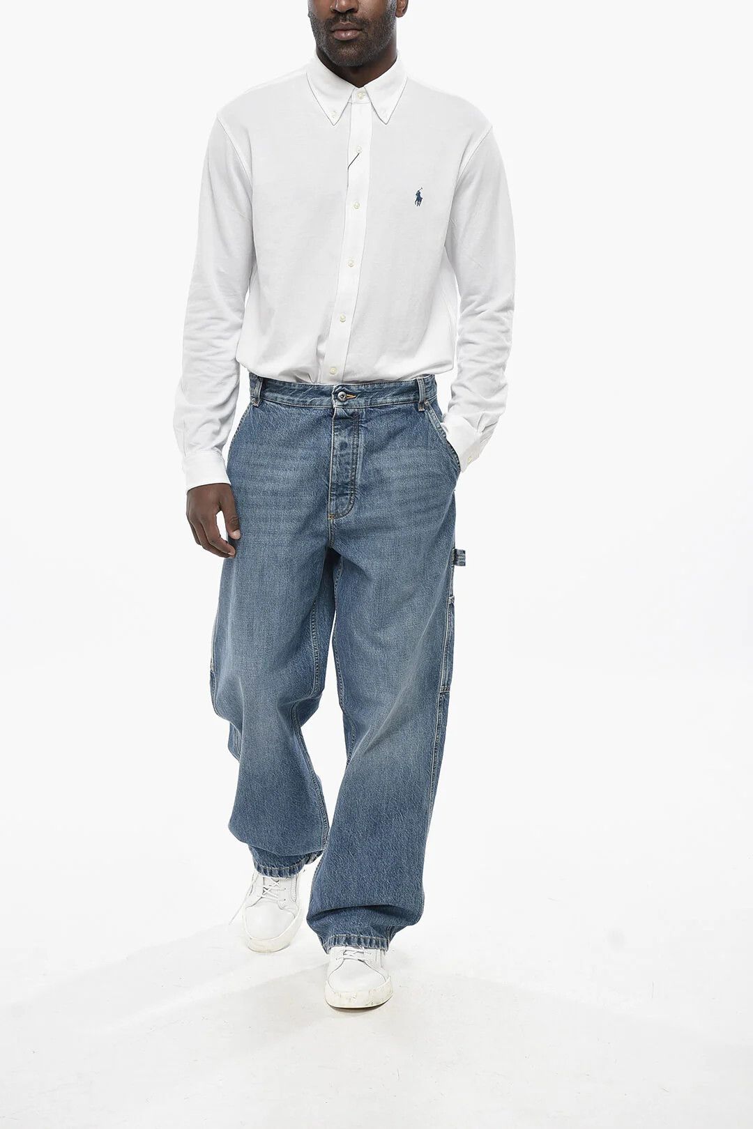 Bottega Veneta og1mm0426 Wide-Fit Cargo Jeans in Blue Size US 32 / EU 48 - 4 Thumbnail