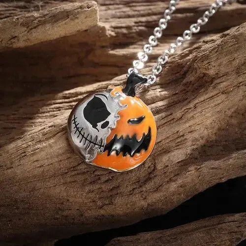 Jewelry × Vintage Flame Skull Pumpkin Head Necklace Size ONE SIZE - 3 Thumbnail
