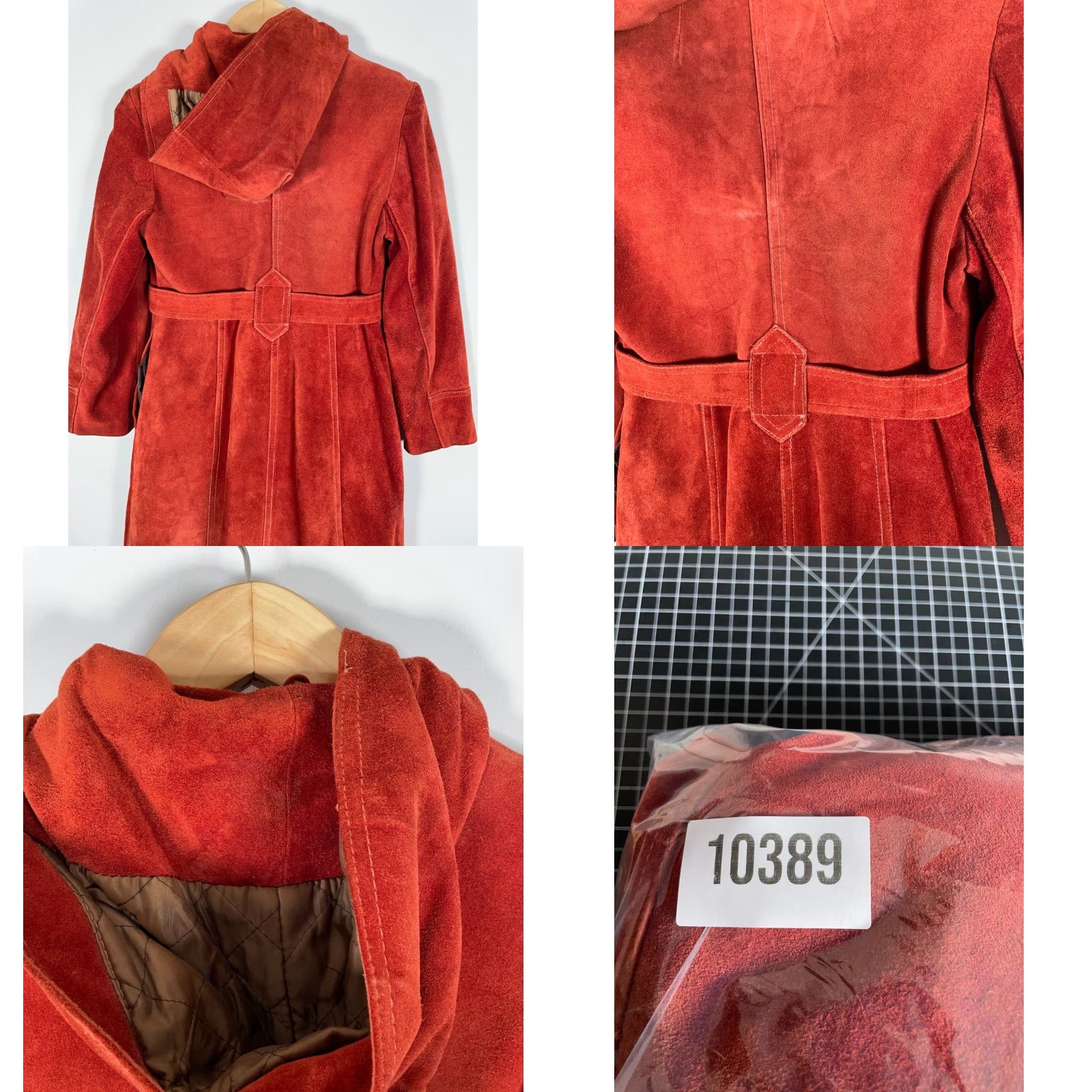 Vintage VINTAGE Burnt Orange Leather Belted Trench Coat Women's 9 / 10 Hooded Casual 70s Long Coat Size L / US 10 / IT 46 - 11 Thumbnail