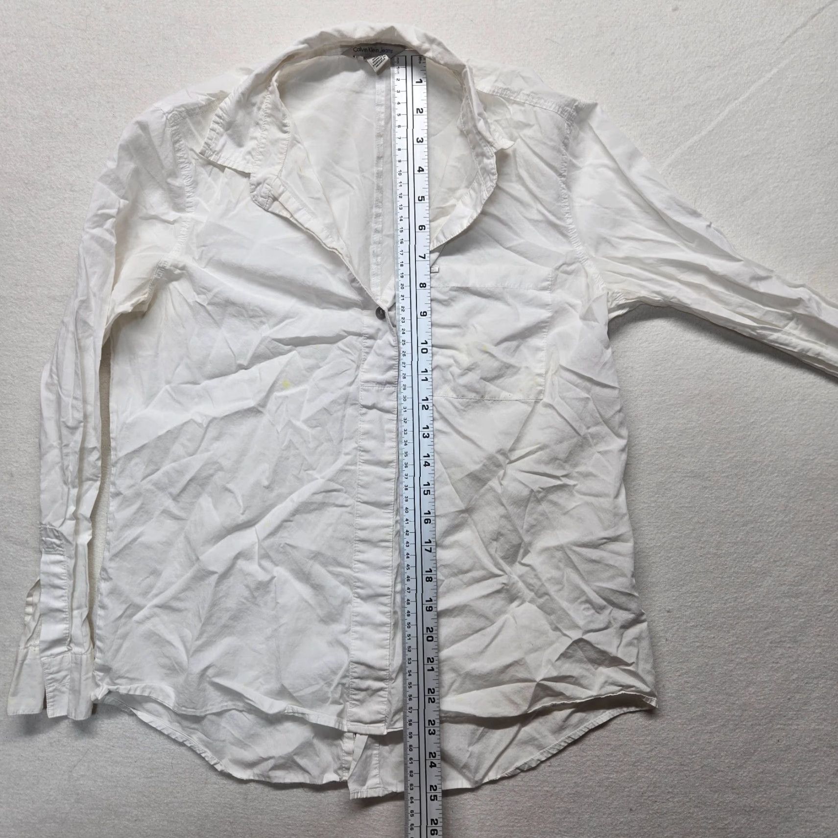 Vintage Calvin Klein Jeans Solid White Long Sleeve Button-Up Casual Shirt Womens XS Size XS / US 0-2 / IT 36-38 - 6 Thumbnail
