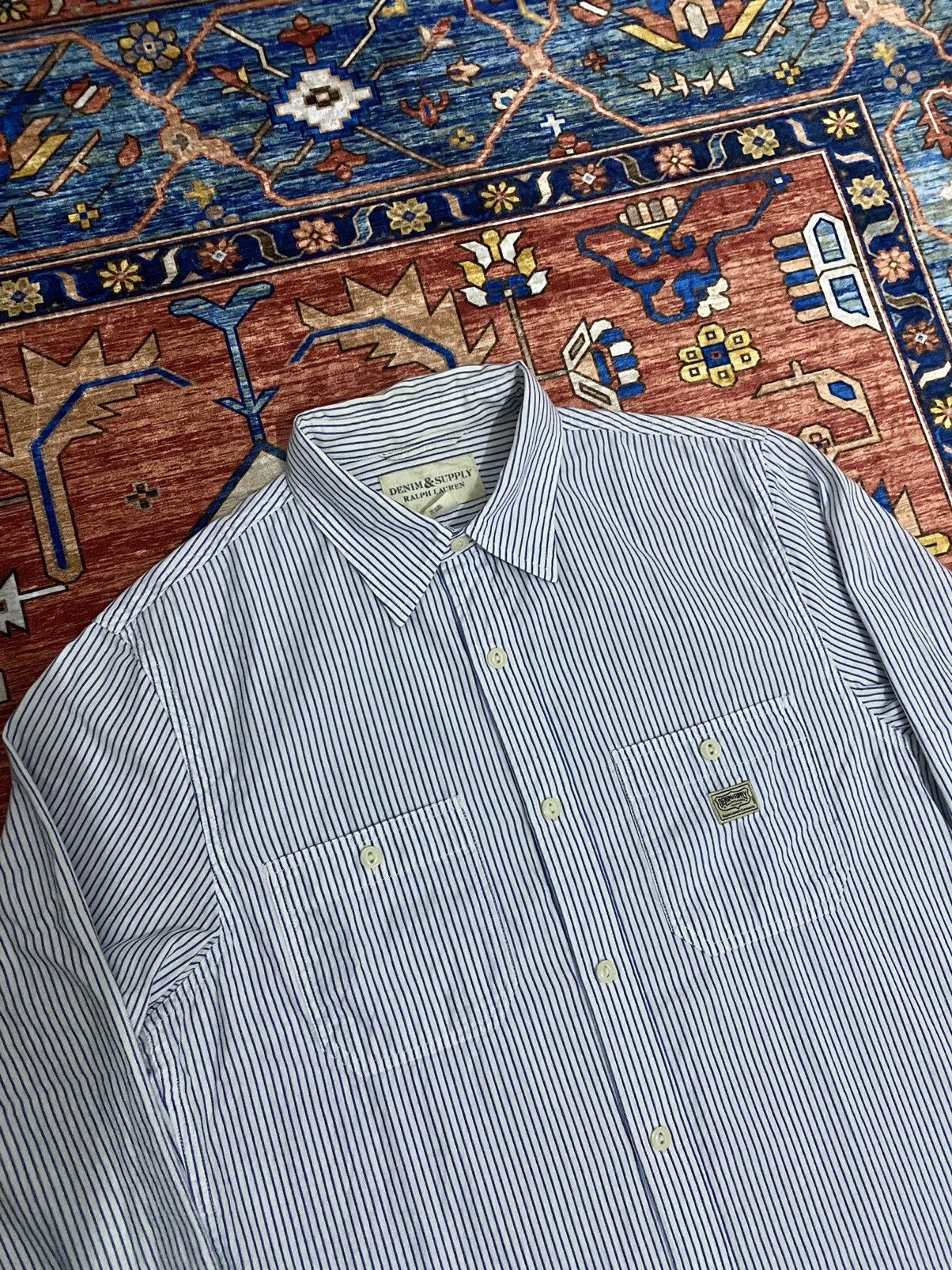 Denim & Supply Ralph Lauren × RRL Ralph Lauren × Ralph Lauren Denim & Supply Ralph Lauren Striped Double Pocket Shirt Size US M / EU 48-50 / 2 - 2 Thumbnail