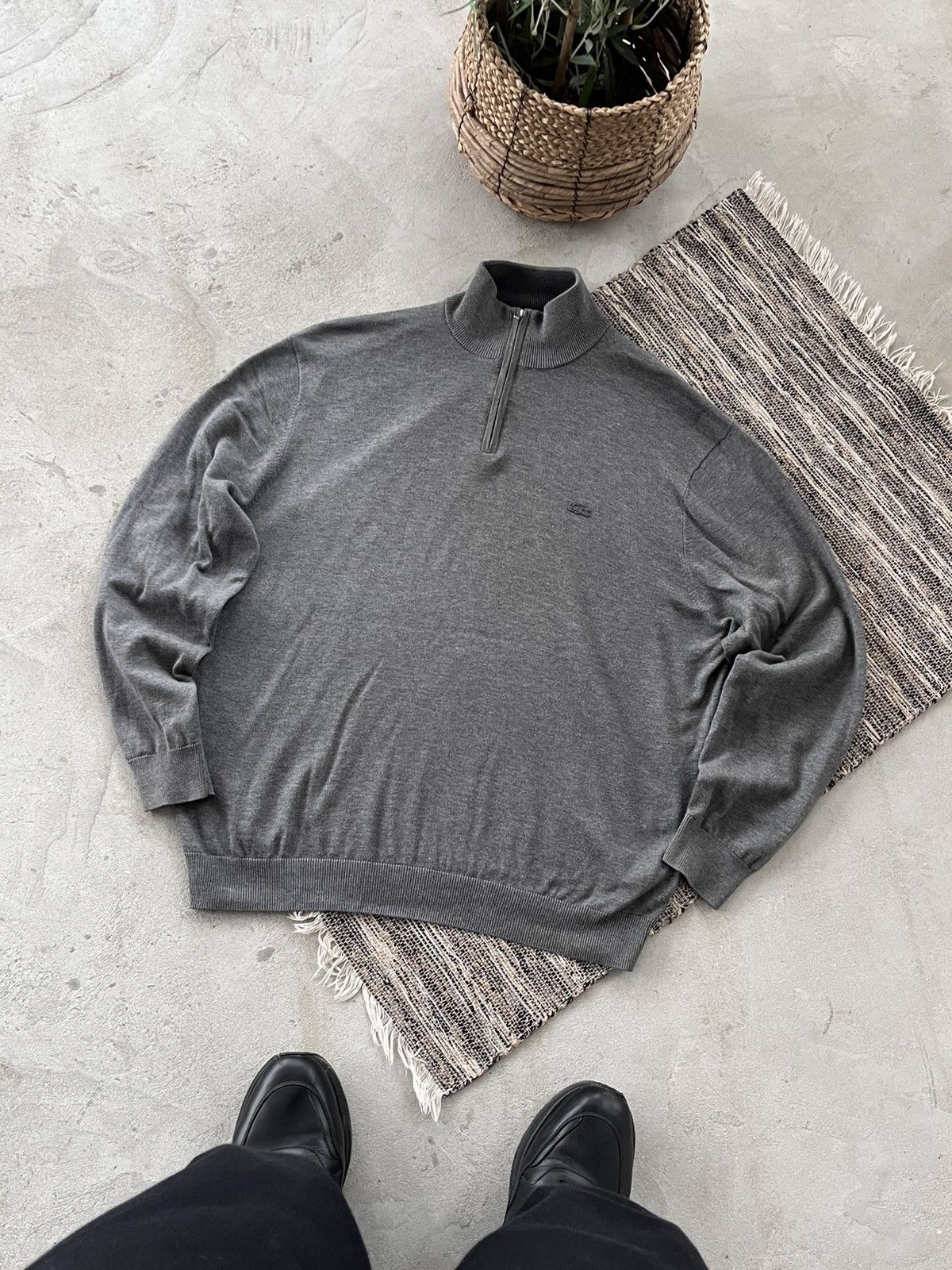 Lacoste Vintage Lacoste Grey Wool 1/3 Zip Sweater Minimalistic Y2K Size US XXL / EU 58 / 5 - 1 Thumbnail